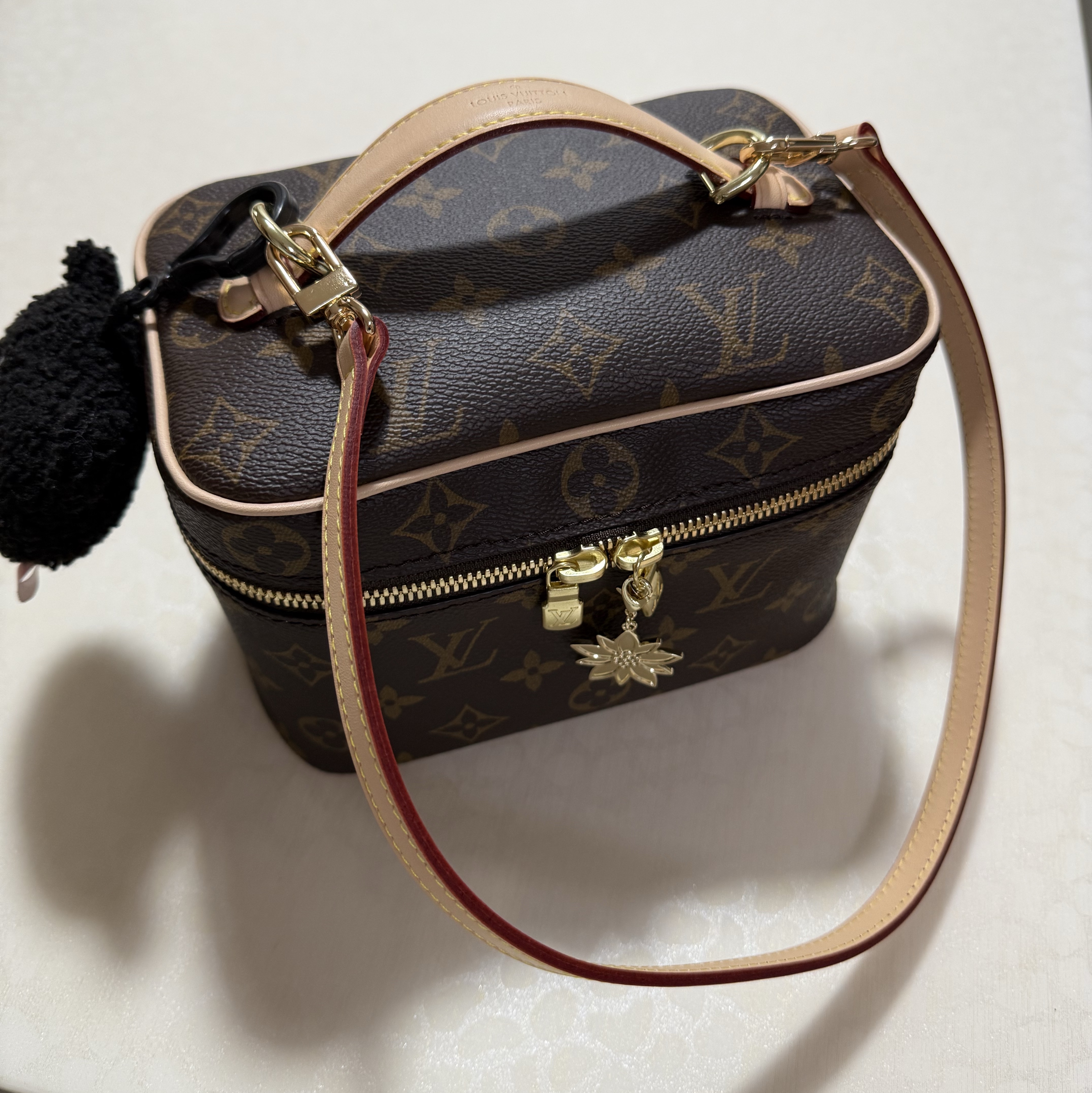 Louis Vuitton Nice Mini Toiletry Pouch Monogram 착용 스타일