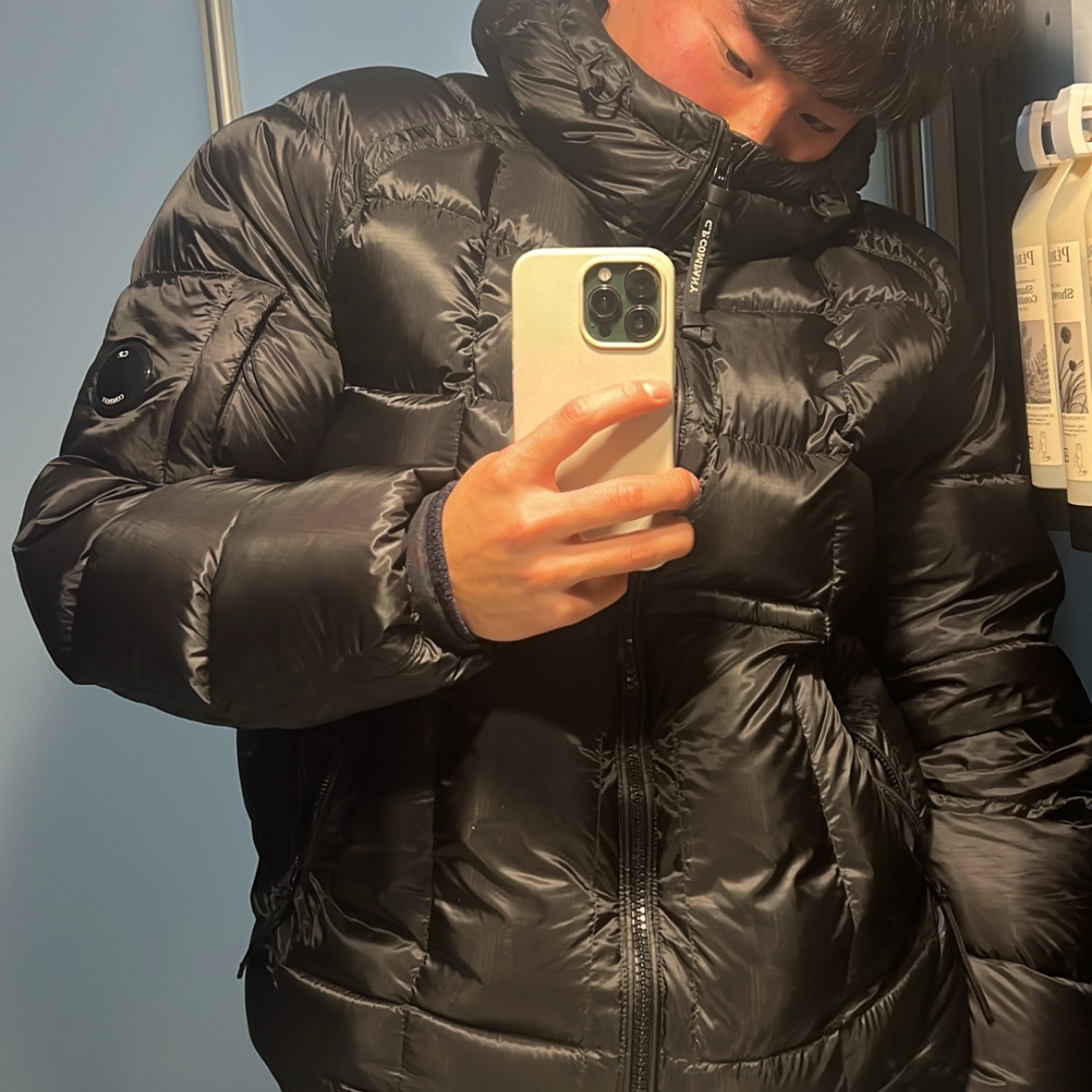 C.P. Company D.D. Shell Hooded Medium Down Jacket Black - 24FW 착용 스타일