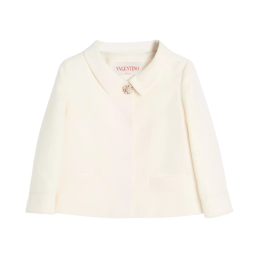 (W) Valentino Crepe Couture Jacket Ivory