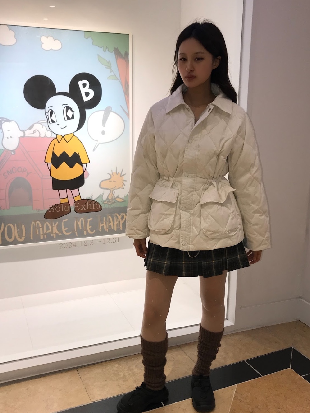 Siyazu SIOT4127 Duck Down Quilting Hunting Jacket Ivory, Siyazu SIOT4127 Duck Down Quilting Hunting Jacket Black 착용 스타일 - 3