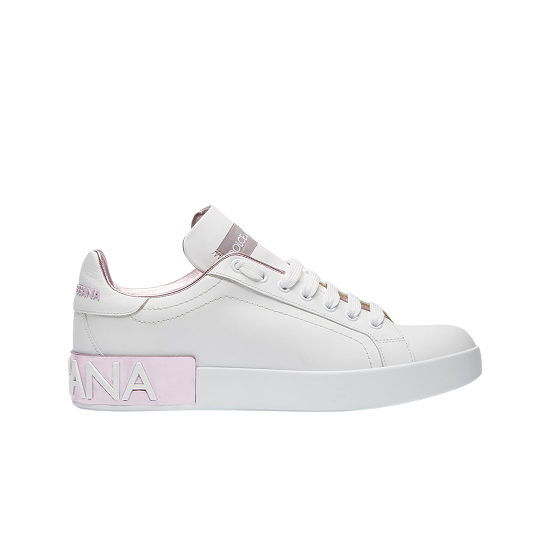 (W) 돌체 앤 가바나 카프스킨 나파 포르토피노 스니커즈 화이트 핑크((W) Dolce & Gabbana Calfskin Nappa Portofino Sneakers White Pink)