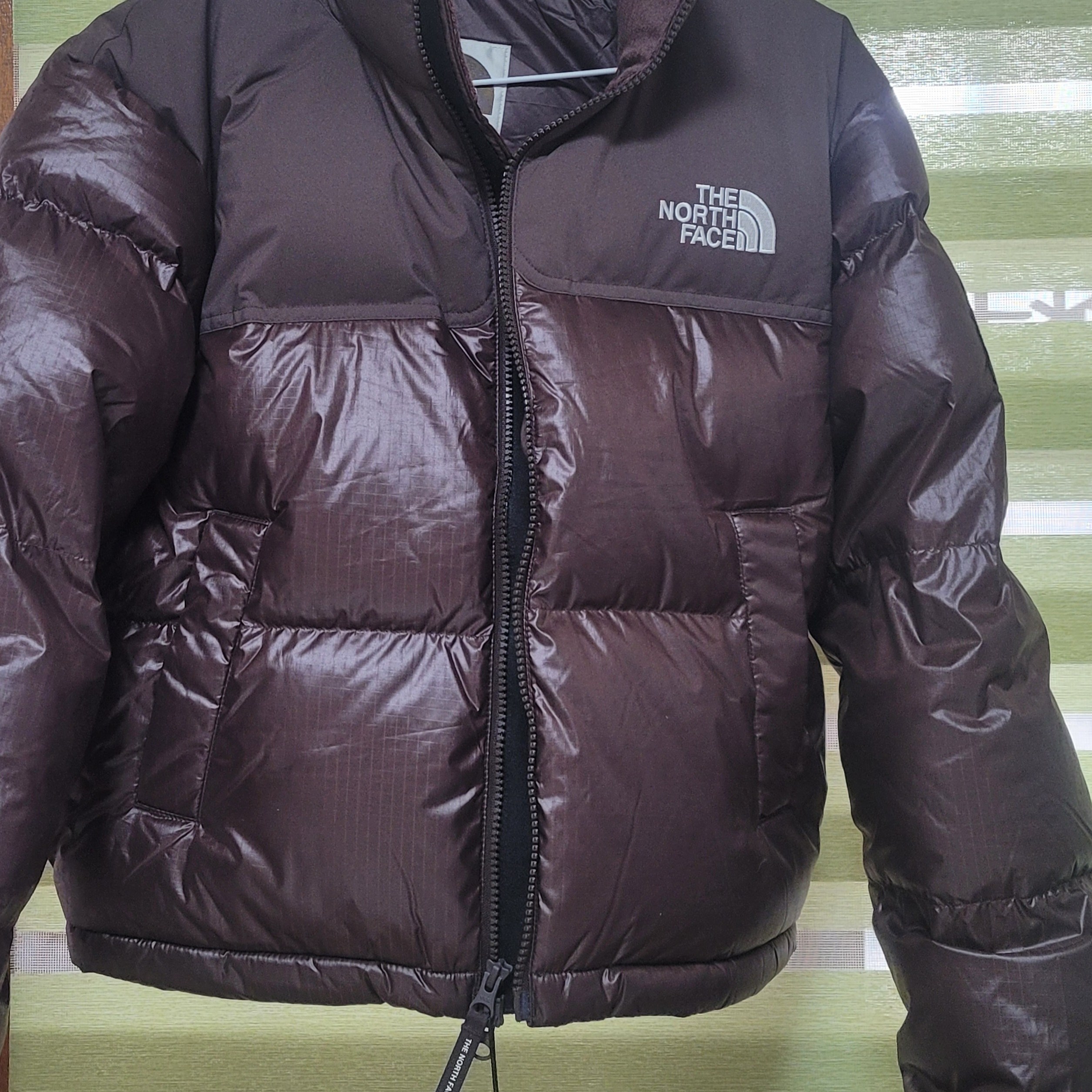 (W) The North Face White Label Novelty Nuptse RDS Down Jacket Cocoa Brown 착용 스타일 - 1