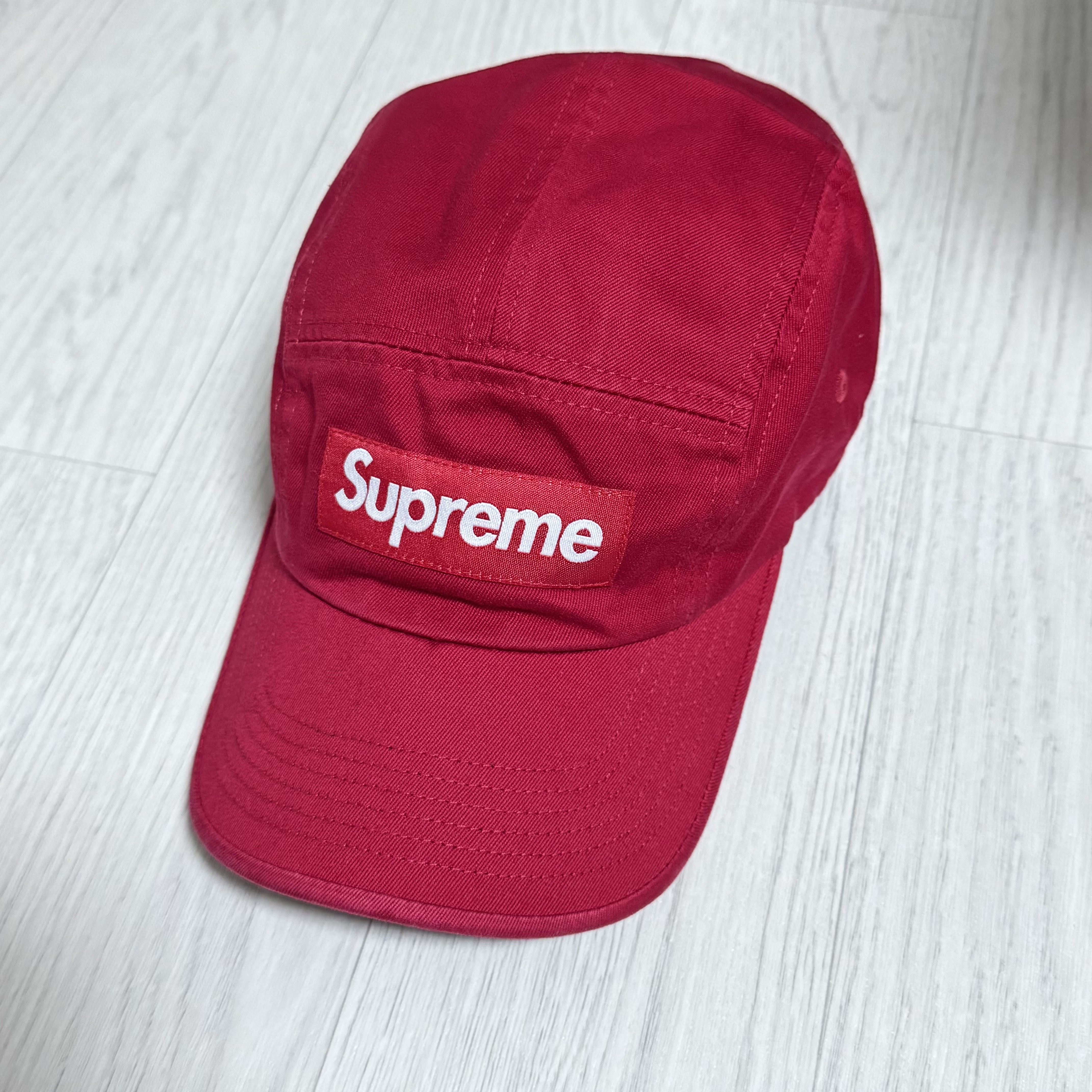 Supreme Washed Chino Twill Camp Cap Red - 24SS 착용 스타일