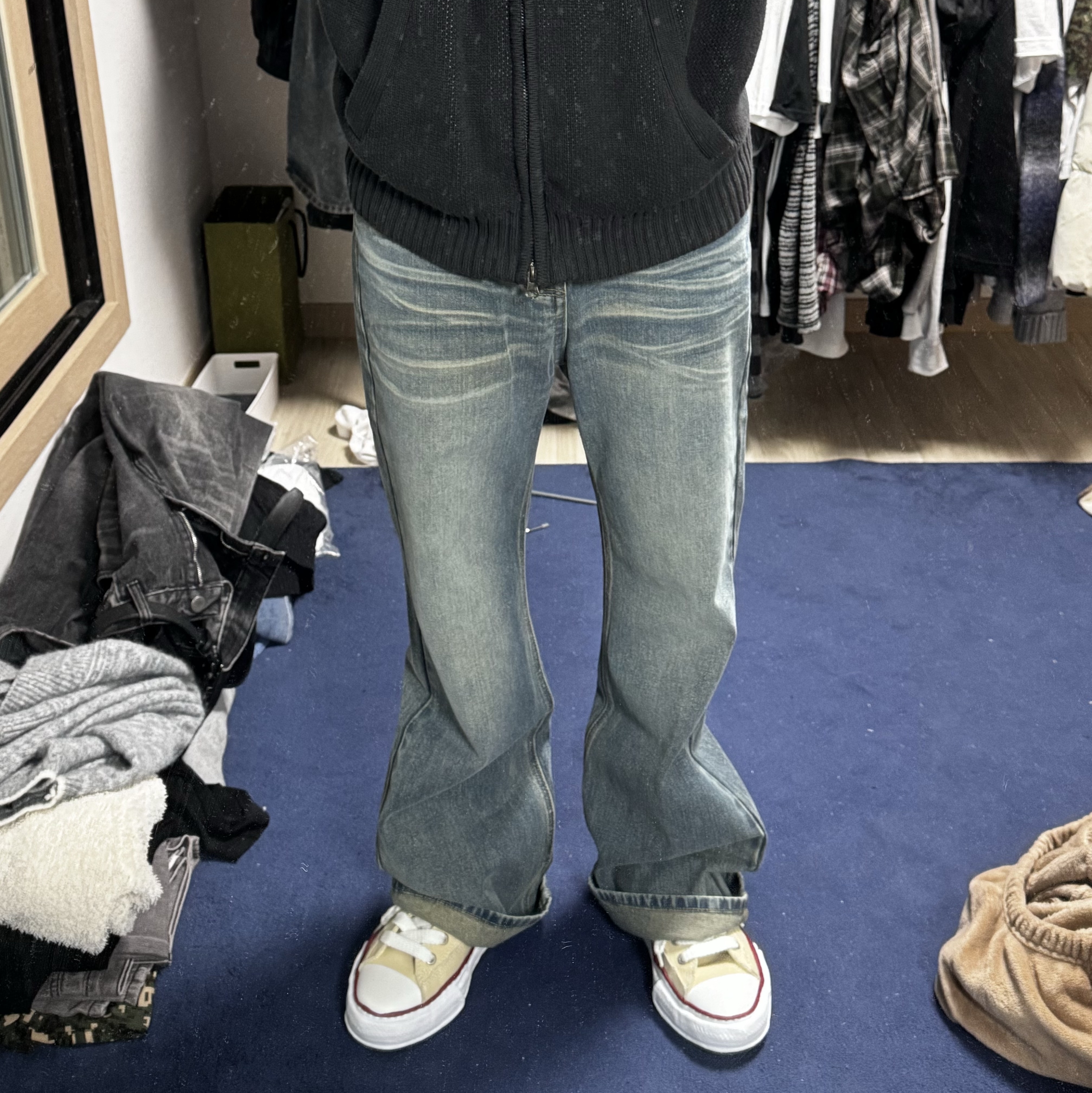 Maison Mihara Yasuhiro Peterson OG Sole Canvas Low-top Sneakers Natural 착용 스타일