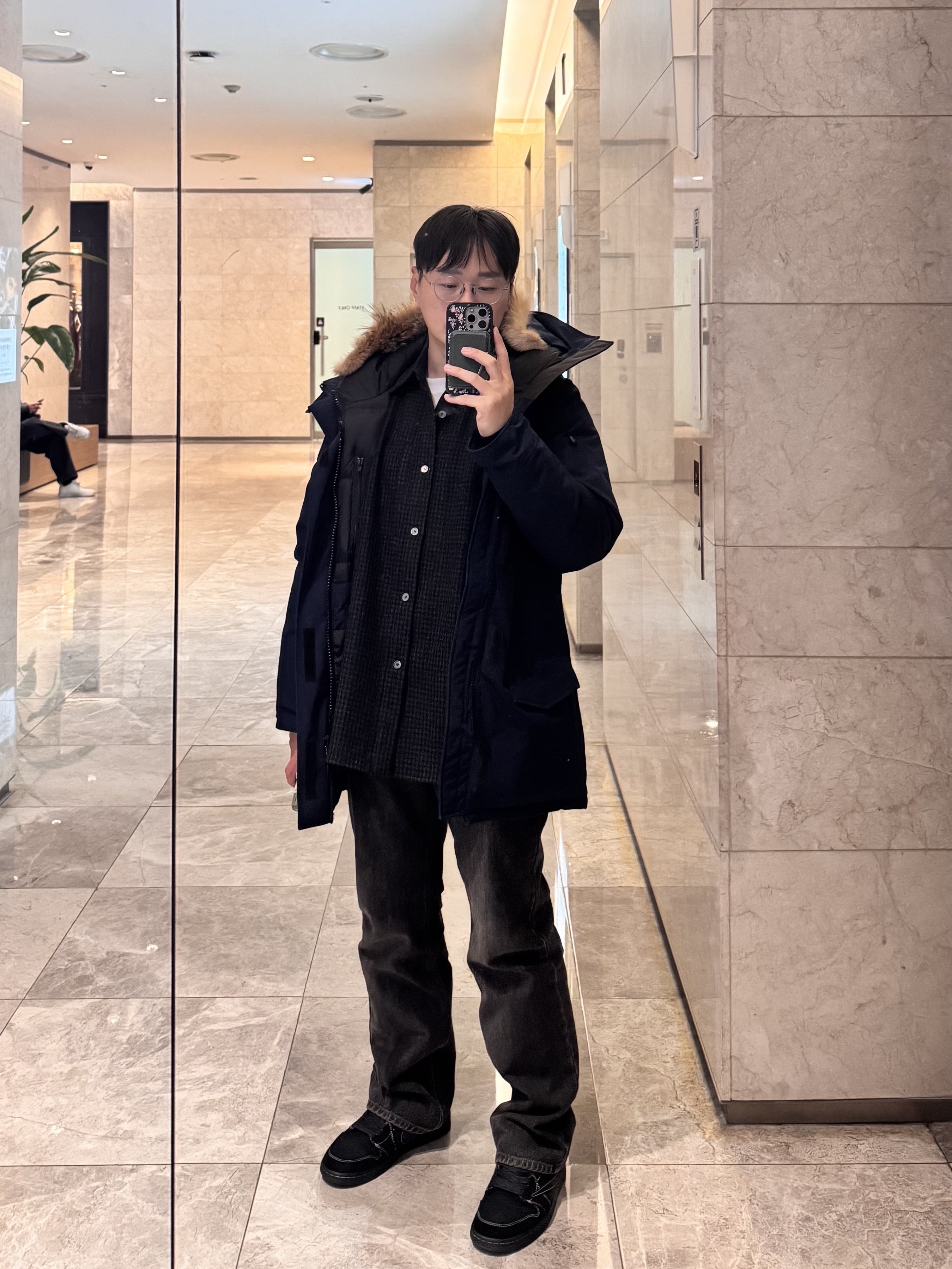Wooyoungmi Wool Check Shirt Black - 24FW, Jordan 1 x Travis Scott Retro Low OG SP Black Phantom 착용 스타일 - 1