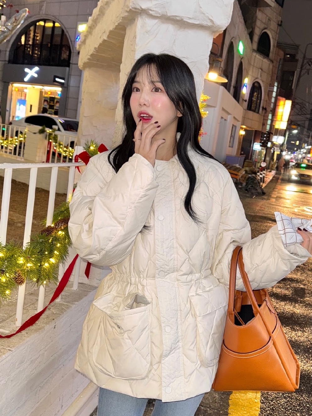 Siyazu SIOT4127 Duck Down Quilting Hunting Jacket Ivory, Siyazu SIOT4127 Duck Down Quilting Hunting Jacket Khaki brown 착용 스타일 - 1