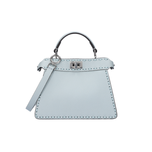 8BN335 Fendi Peekaboo I See U Petit Selleria Bag Light Blue