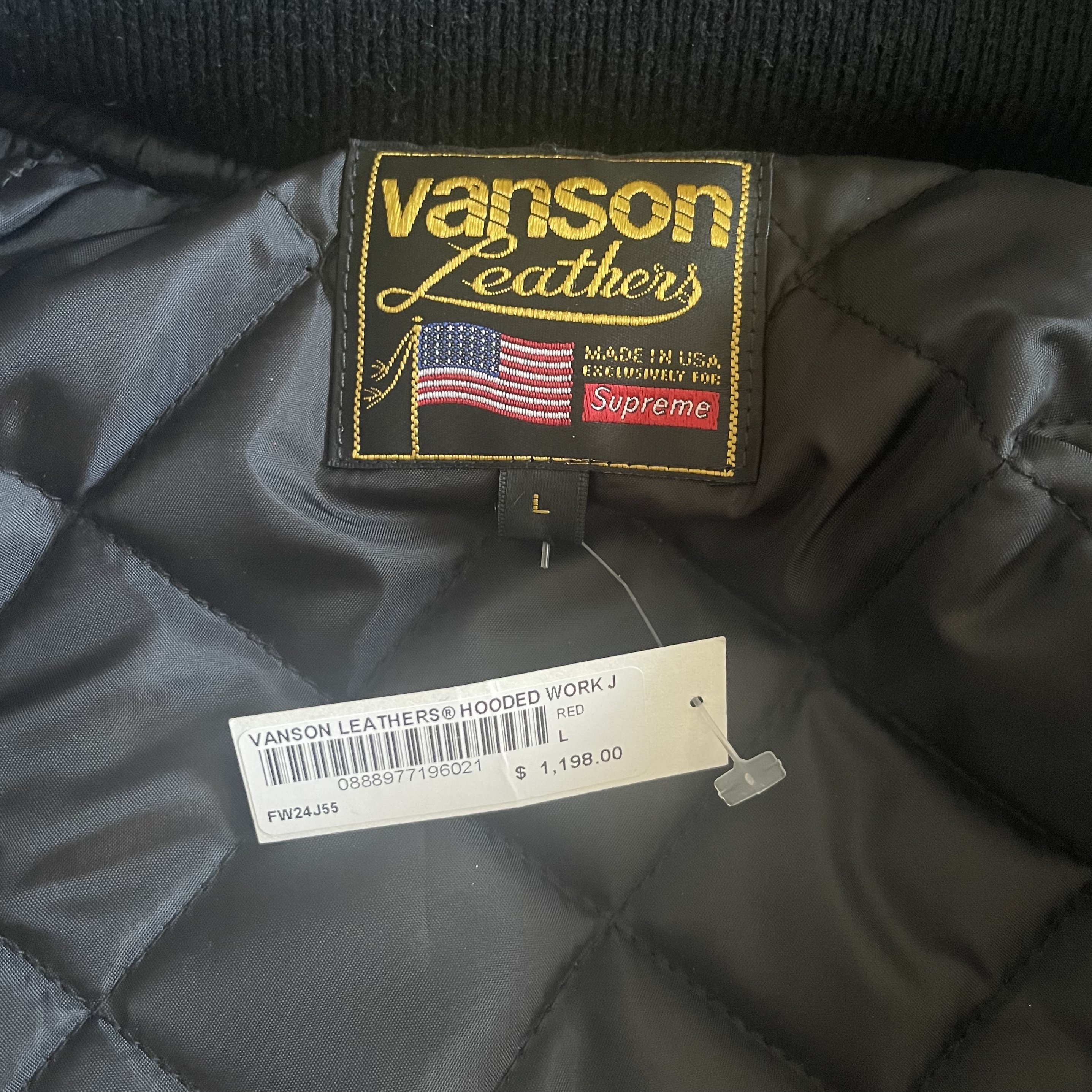 Supreme x Vanson Leathers Hooded Work Jacket Red - 24FW 착용 스타일 - 4