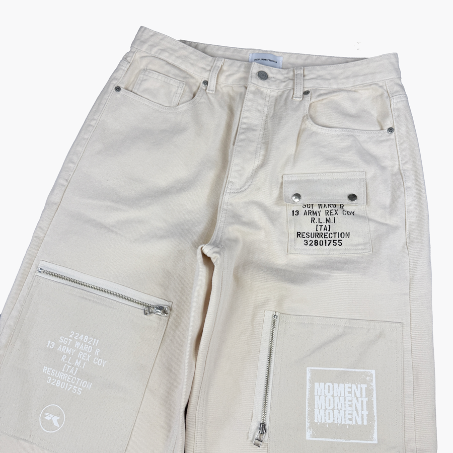 레저렉션13 패치워크 지퍼 디테일 팬츠 크림(Resurrection13 Patchwork Zipper Detail Pants Cream) - 4