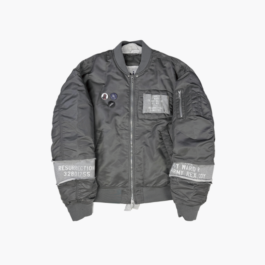 25-O003 GR Resurrection13 Reversible Patchwork MA-1 Grey
