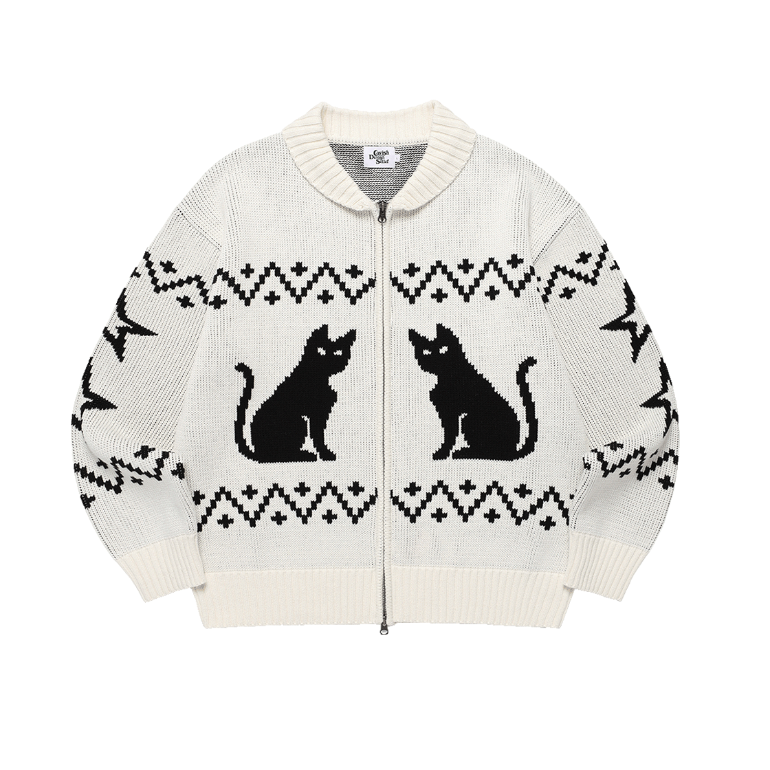 CV2DFUK680AIV CAVISH Cats Zip Up Cardigan Ivory