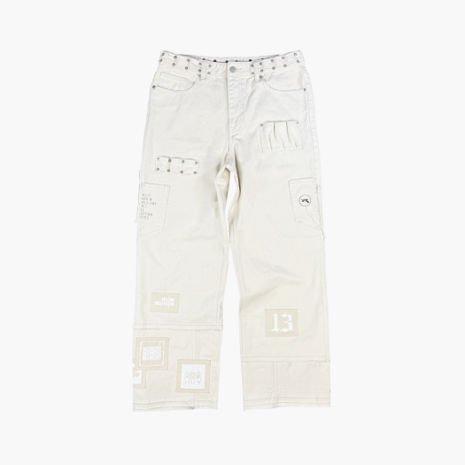 25-B002 CR Resurrection13 Patchwork Magazine Pants Cream