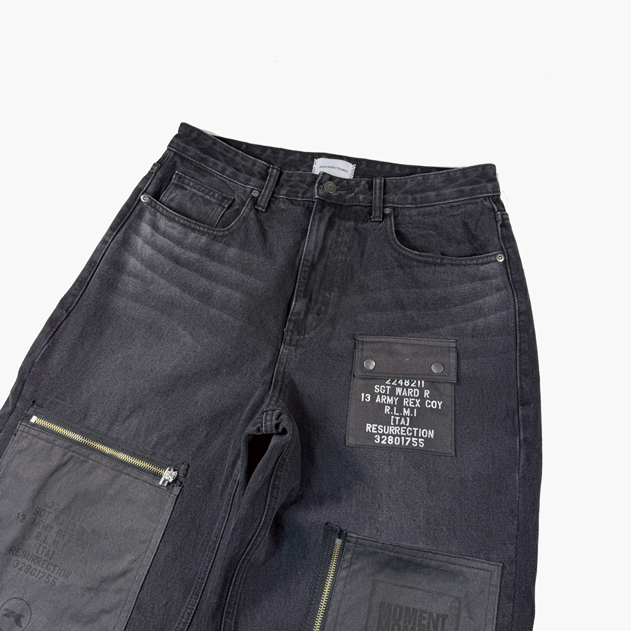 레저렉션13 패치워크 지퍼 디테일 팬츠 블랙(Resurrection13 Patchwork Zipper Detail Pants Black) - 6