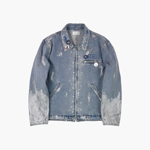 25-O001 DE Resurrection13 Painted Zip Up Work Jacket Denim