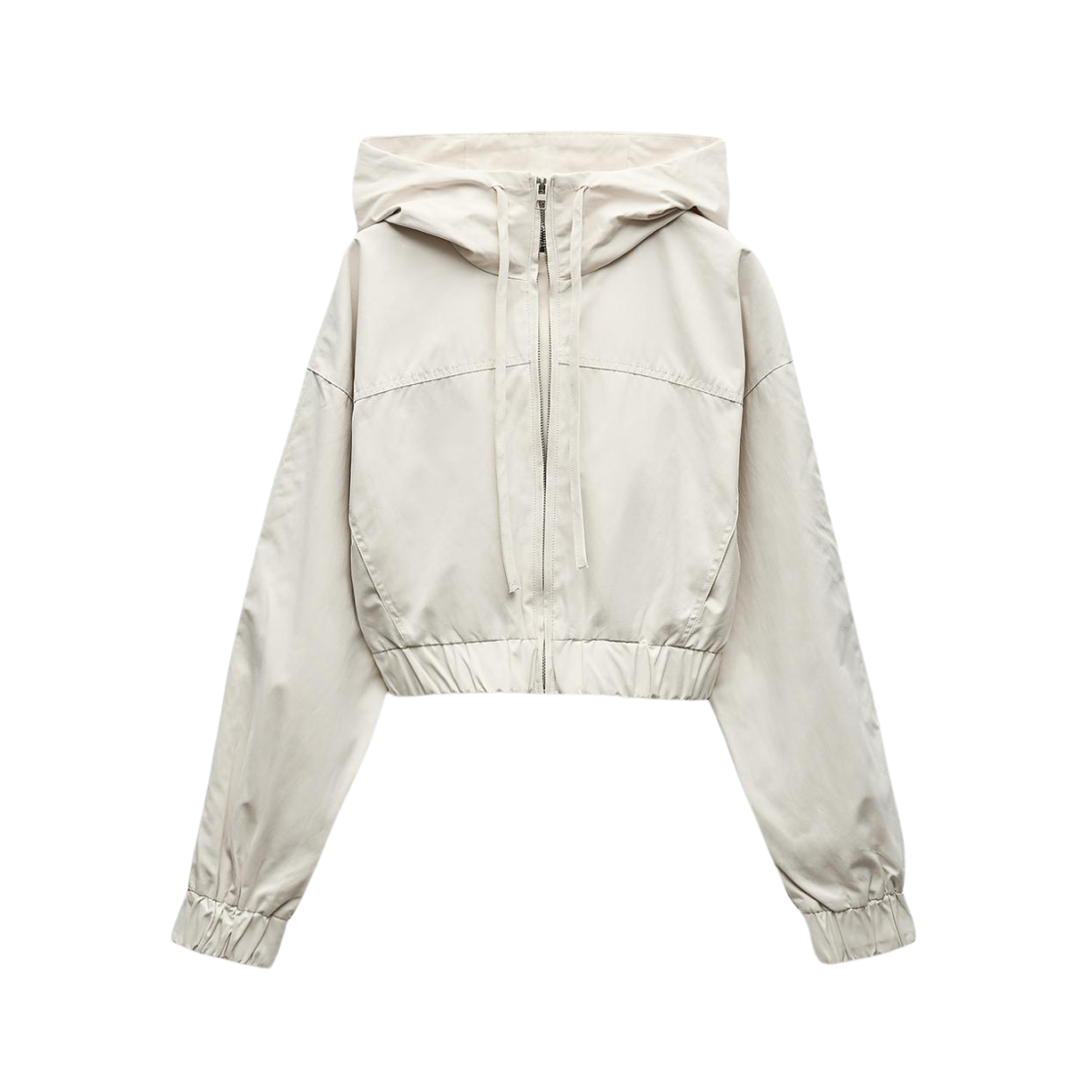 W) 자라 크롭드 자켓 후드 라이트 카키 | Zara | KREAM