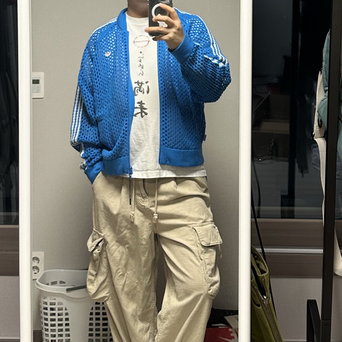 Adidas x Clot Crochet Track Top Bright Blue - KR Sizing 착용 스타일 - 2
