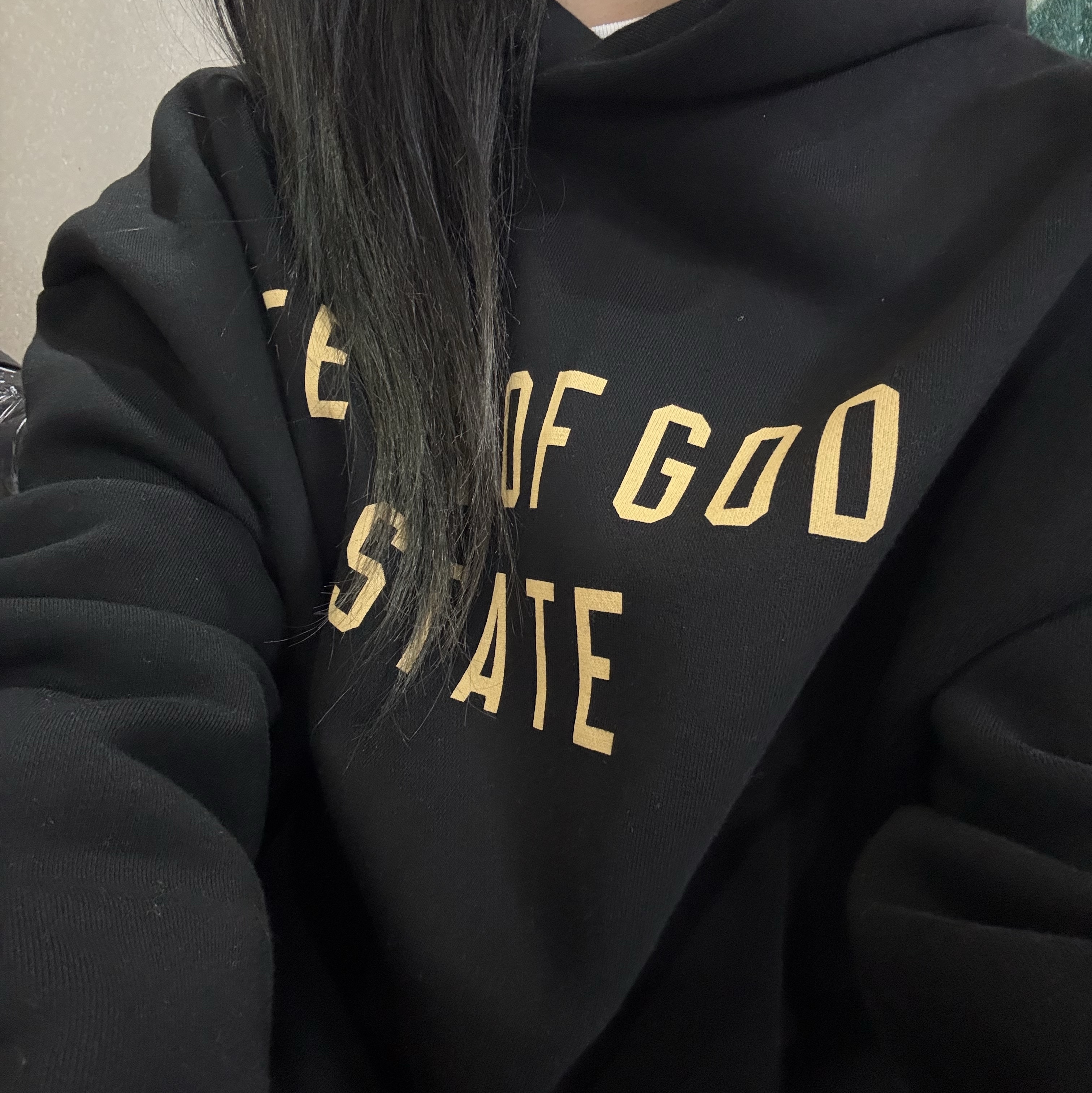 Essentials Fleece State Hoodie Black - 24FW 착용 스타일