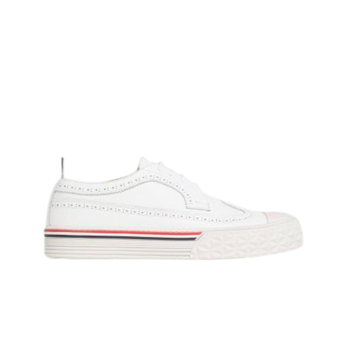MFD248A-05584-100 Thom Browne Leather Collegiate Low Top Tonal Brogue Trainer White