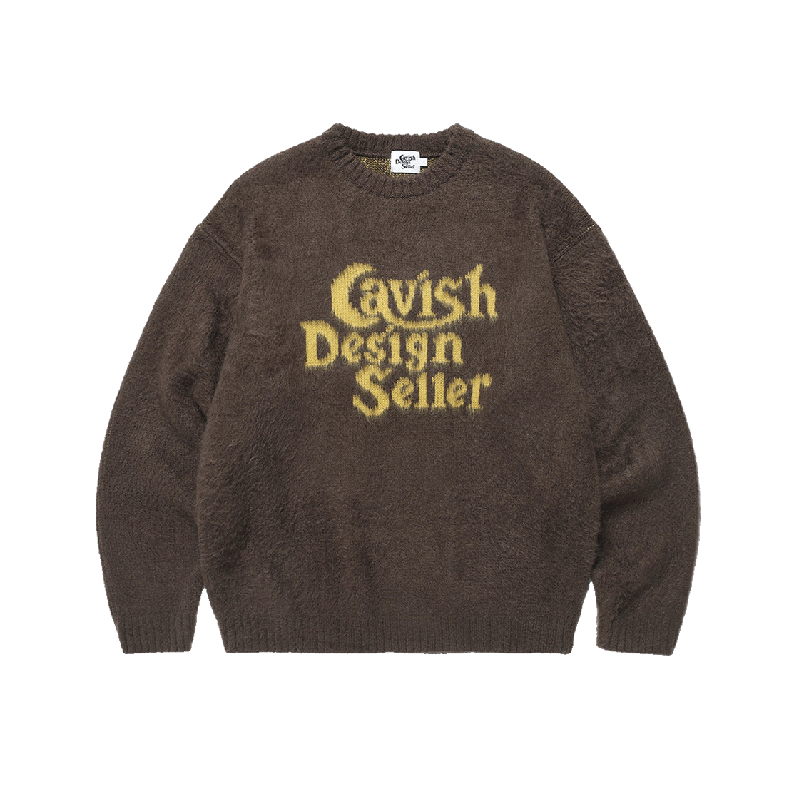 CV2DFUK600ABR CAVISH Brushed Seller Logo Knit Crewneck Brown