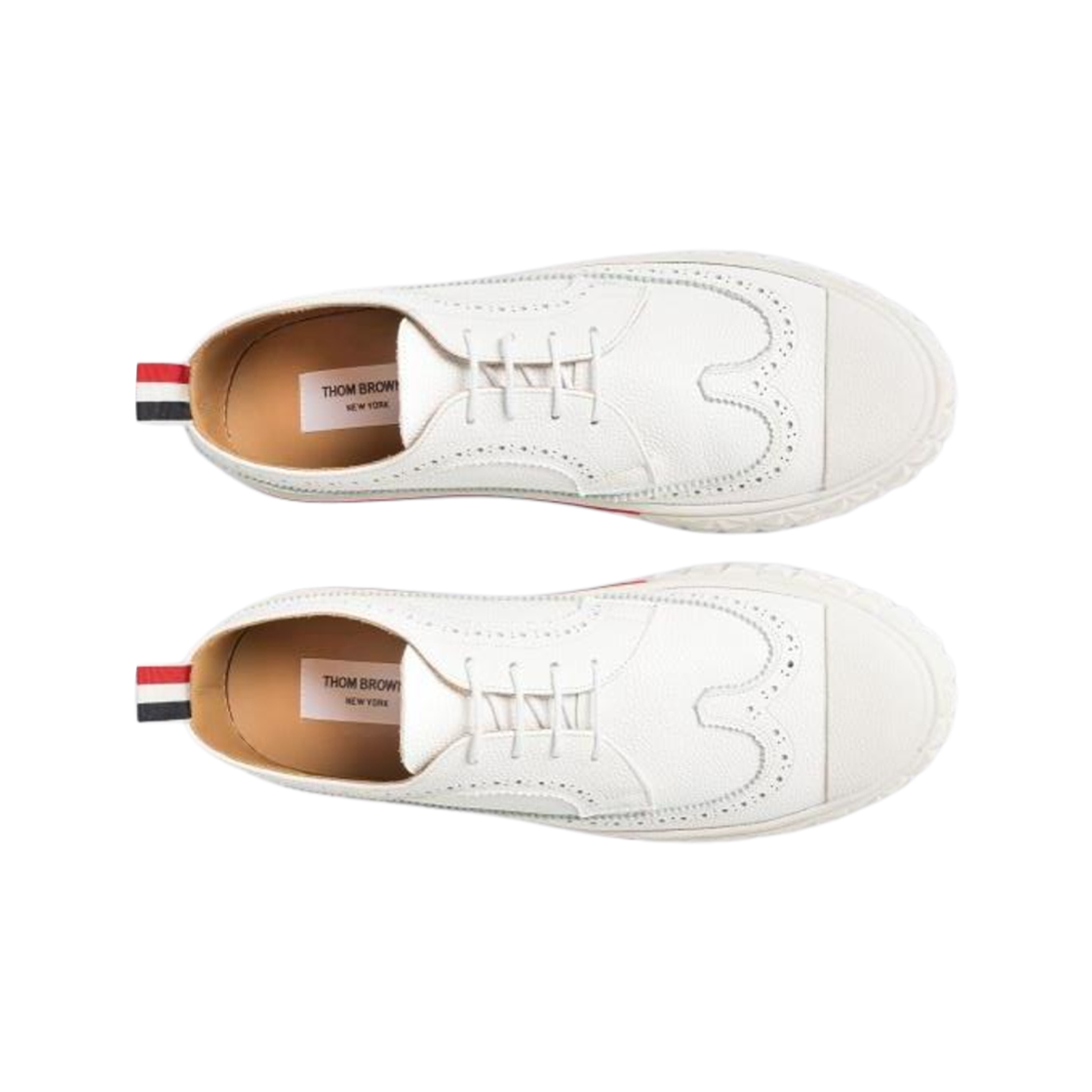 톰브라운 레더 컬리지에이트 로우 탑 토날 브로그 트레이너 화이트(Thom Browne Leather Collegiate Low Top Tonal Brogue Trainer White) - 2