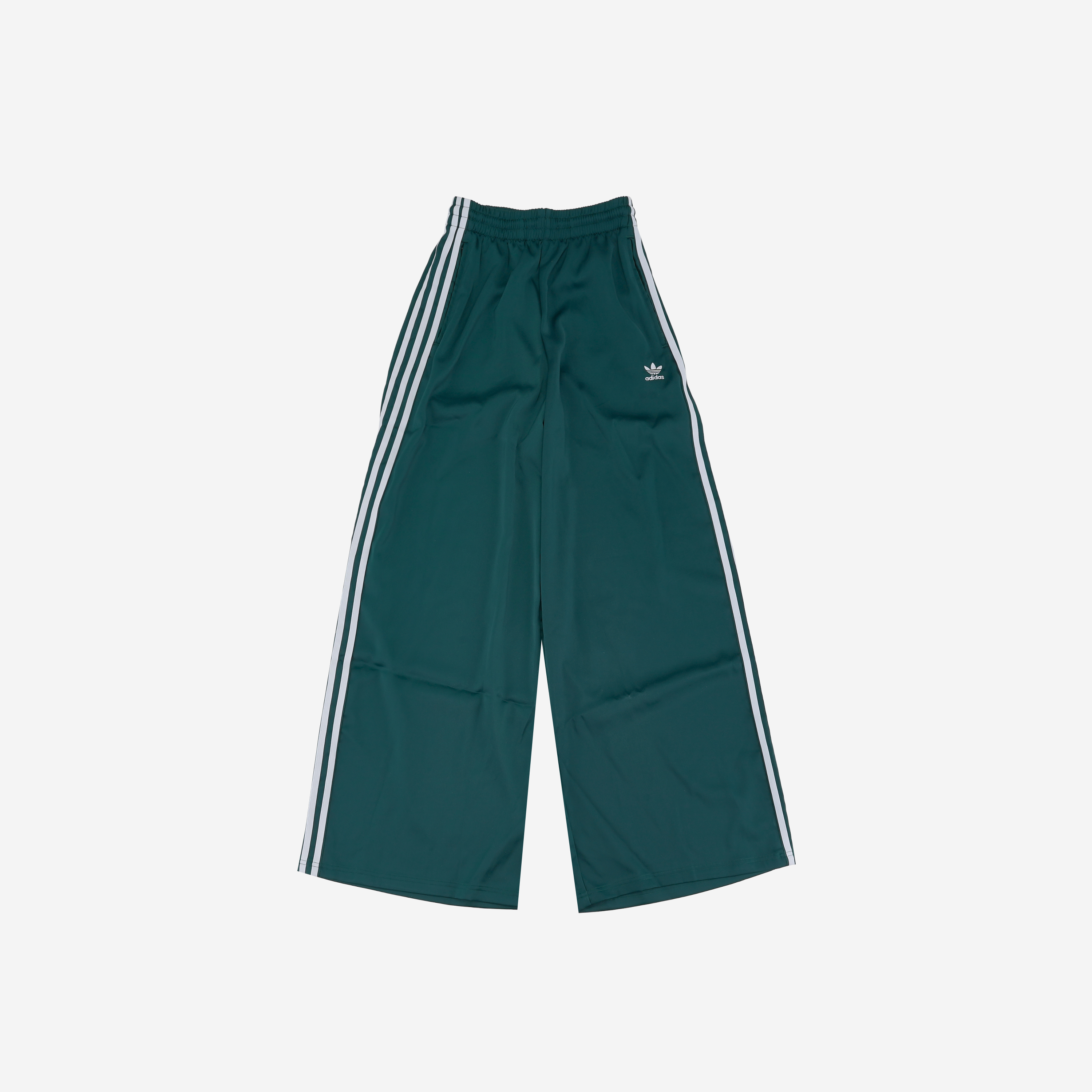 (W) Adidas Satin Wide Leg Track Pants Collegiate Green - KR Sizing
