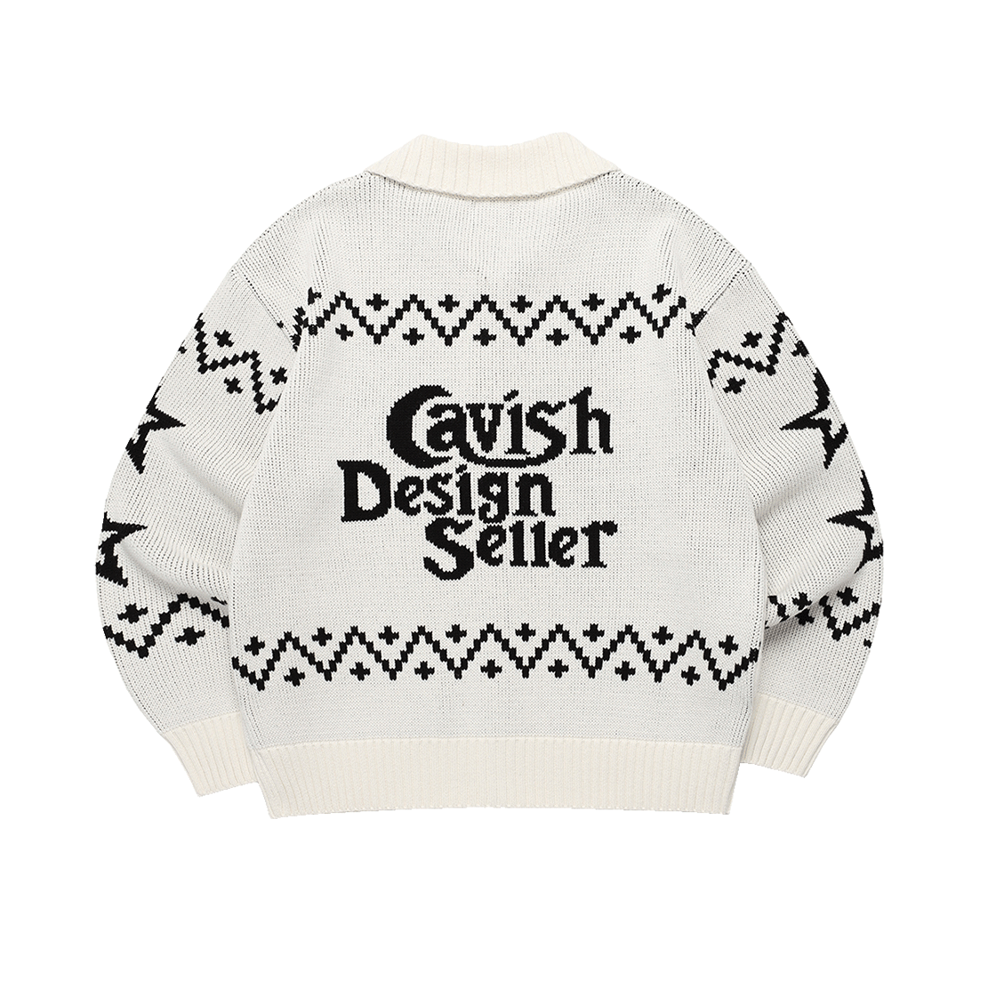 카비시 캣츠 집업 가디건 아이보리(CAVISH Cats Zip Up Cardigan Ivory) - 2