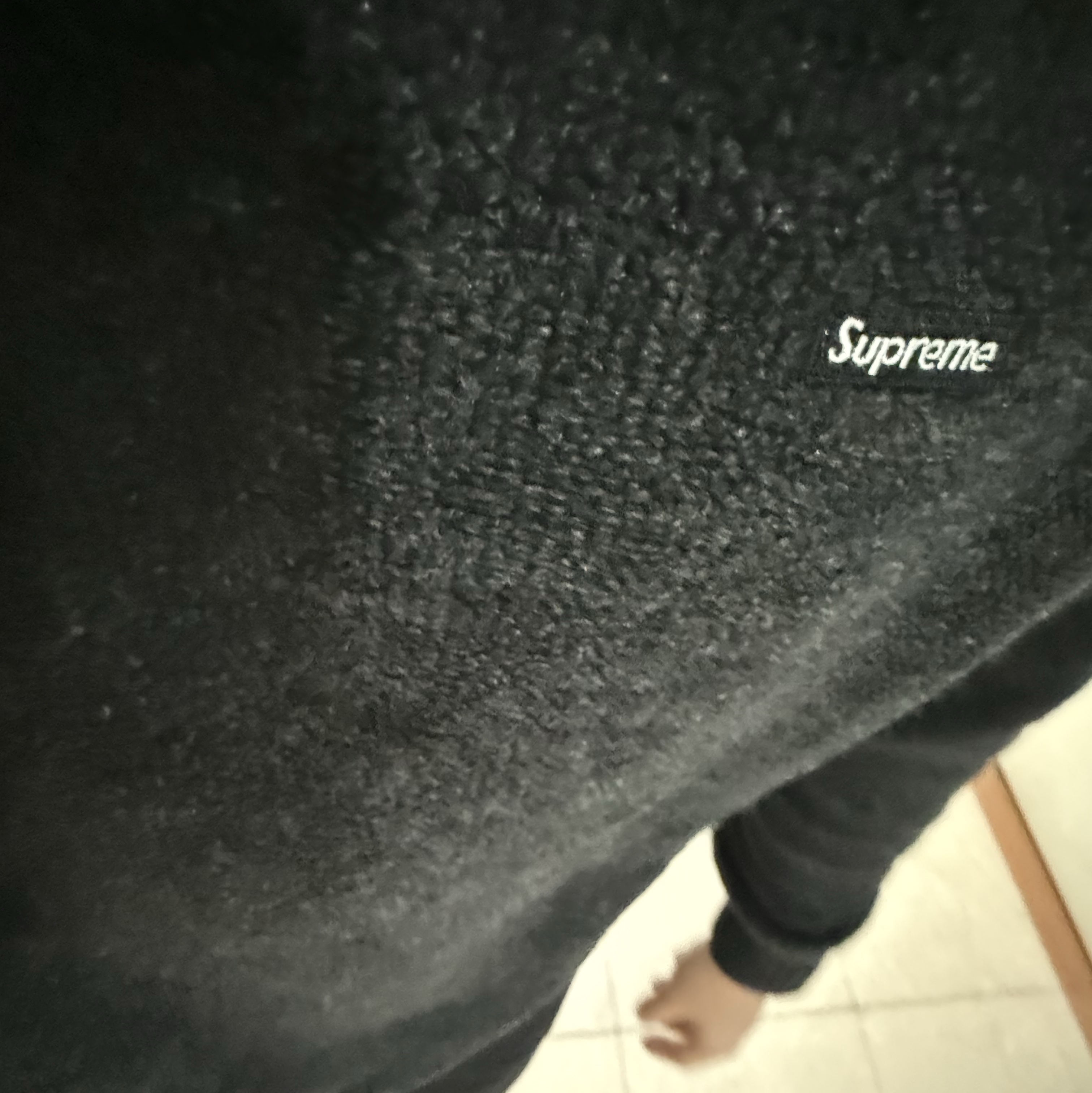 Supreme Terry Small Box Sweater Black - 24FW 착용 스타일