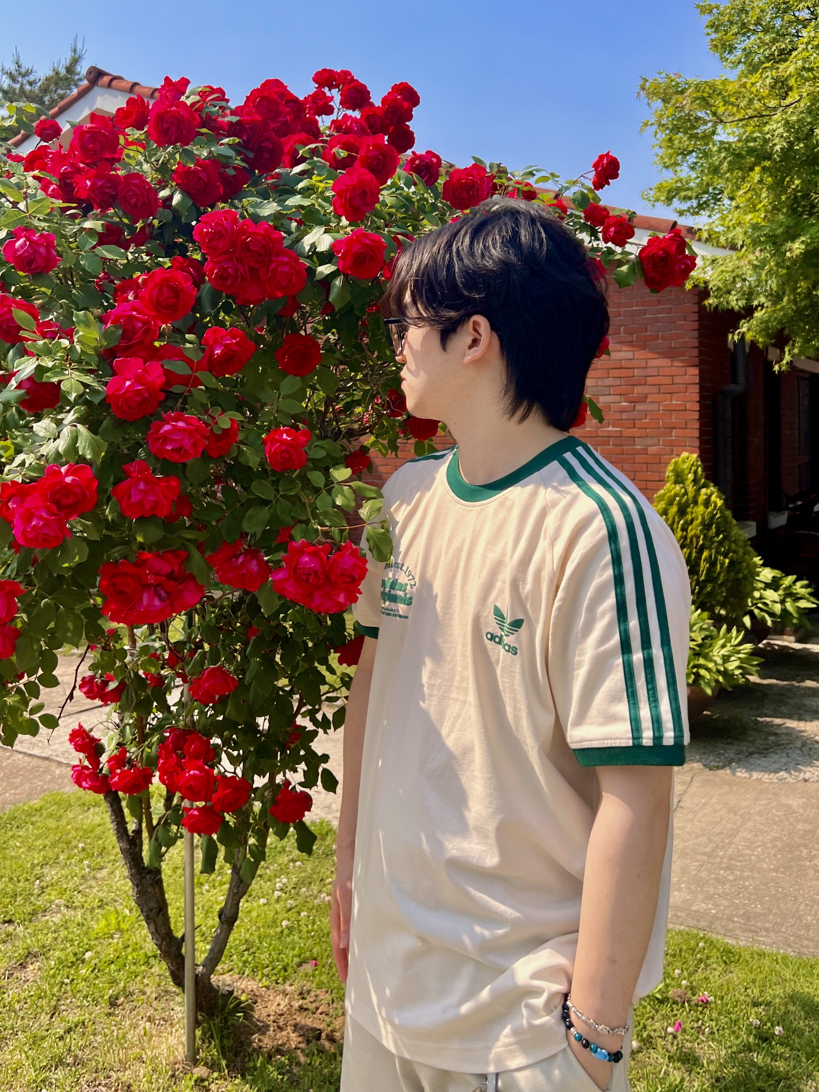 Adidas Sport Graphic Cali T-Shirt Wonder White - KR Sizing 착용 스타일 - 1