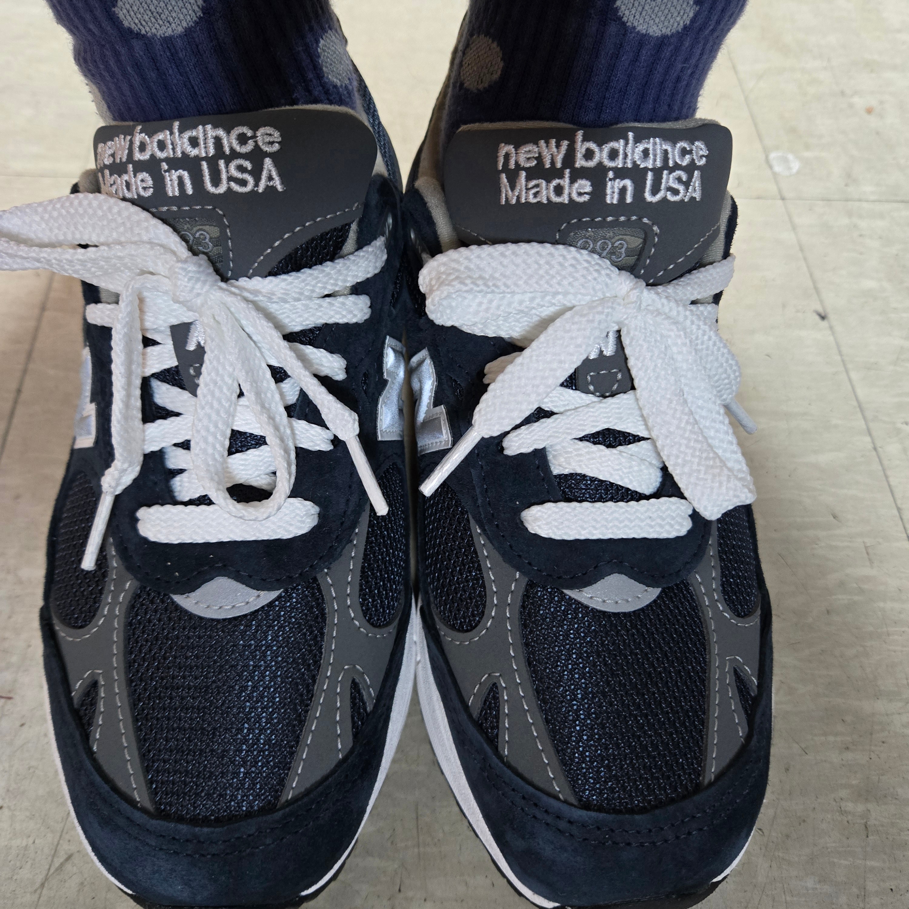 (W) New Balance 993 Made in USA Navy - B Standard 착용 스타일