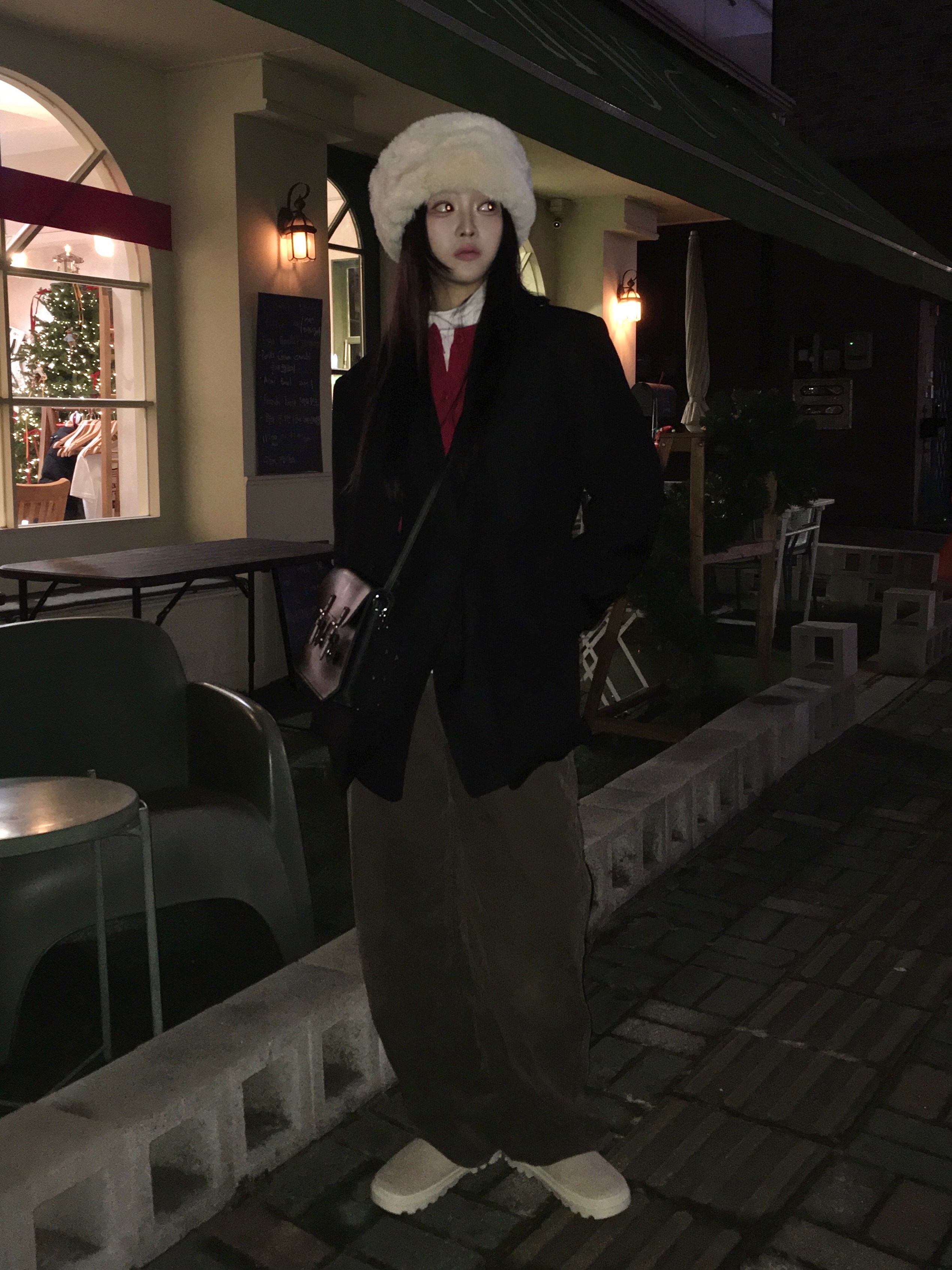 Zara x Ader Error Oversize Blazer Black 착용 스타일 - 6