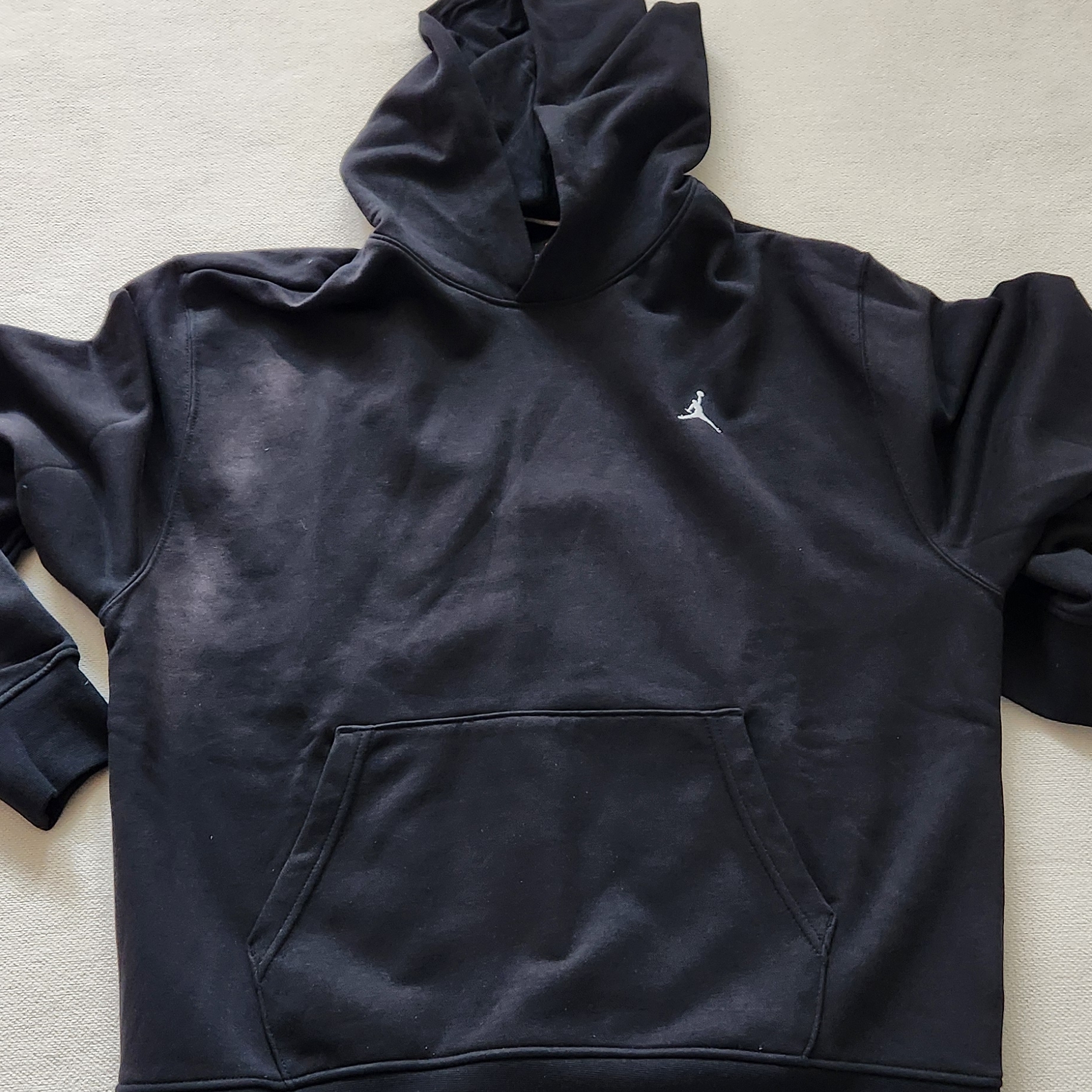 Jordan Essentials Loopback Fleece Pullover Hoodie Black - Asia 착용 스타일