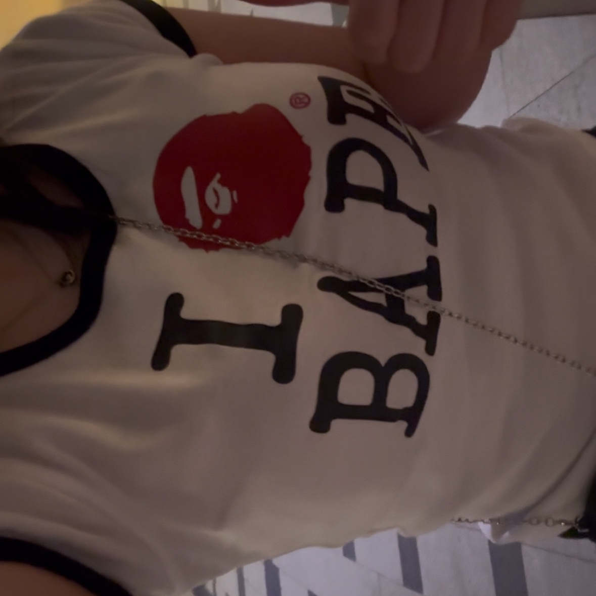 (W) BAPE I Love BAPE Mini T-Shirt White 착용 스타일