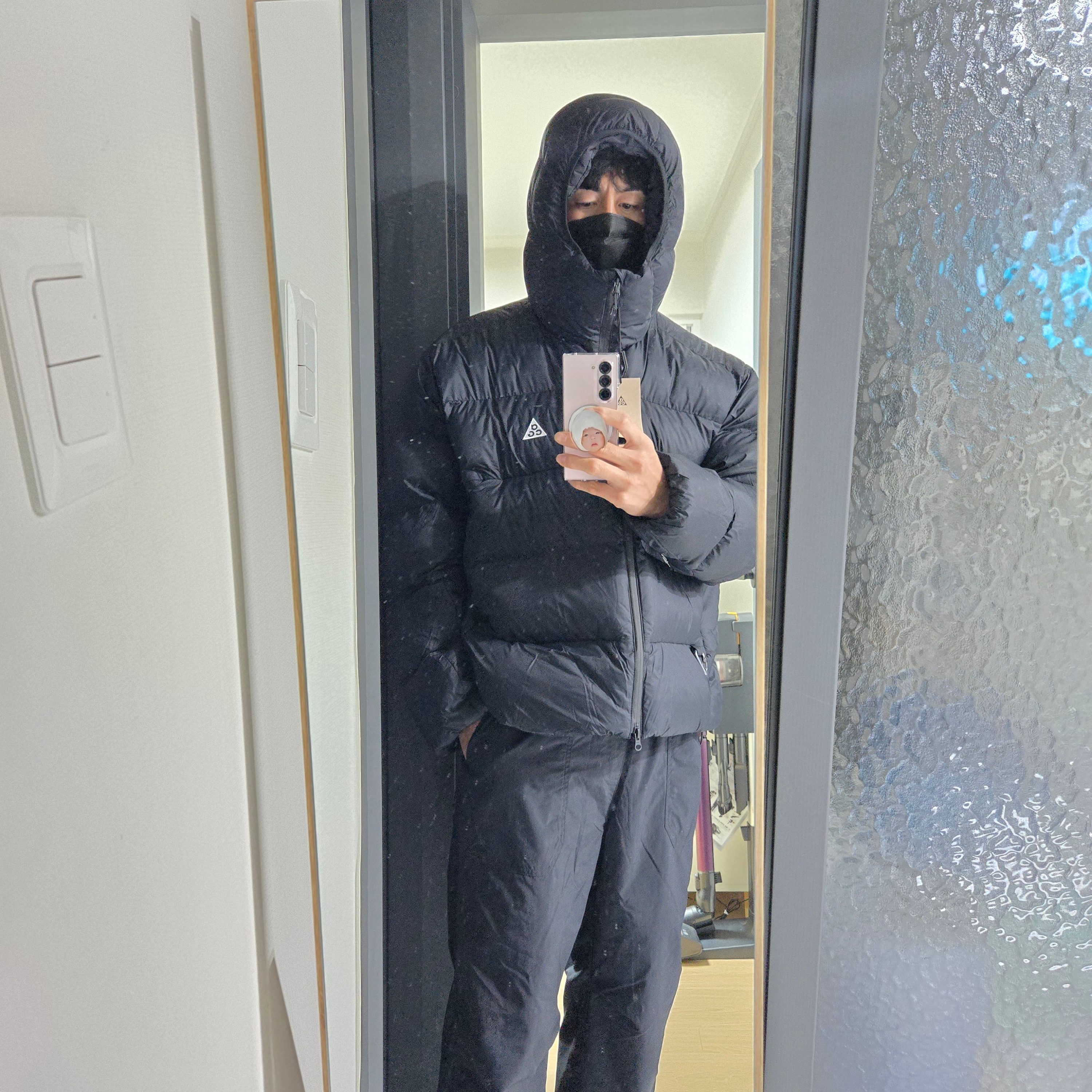 Nike ACG Therma-Fit ADV Lunar Lake Loose Hooded Jacket Black Summit White - Asia 착용 스타일