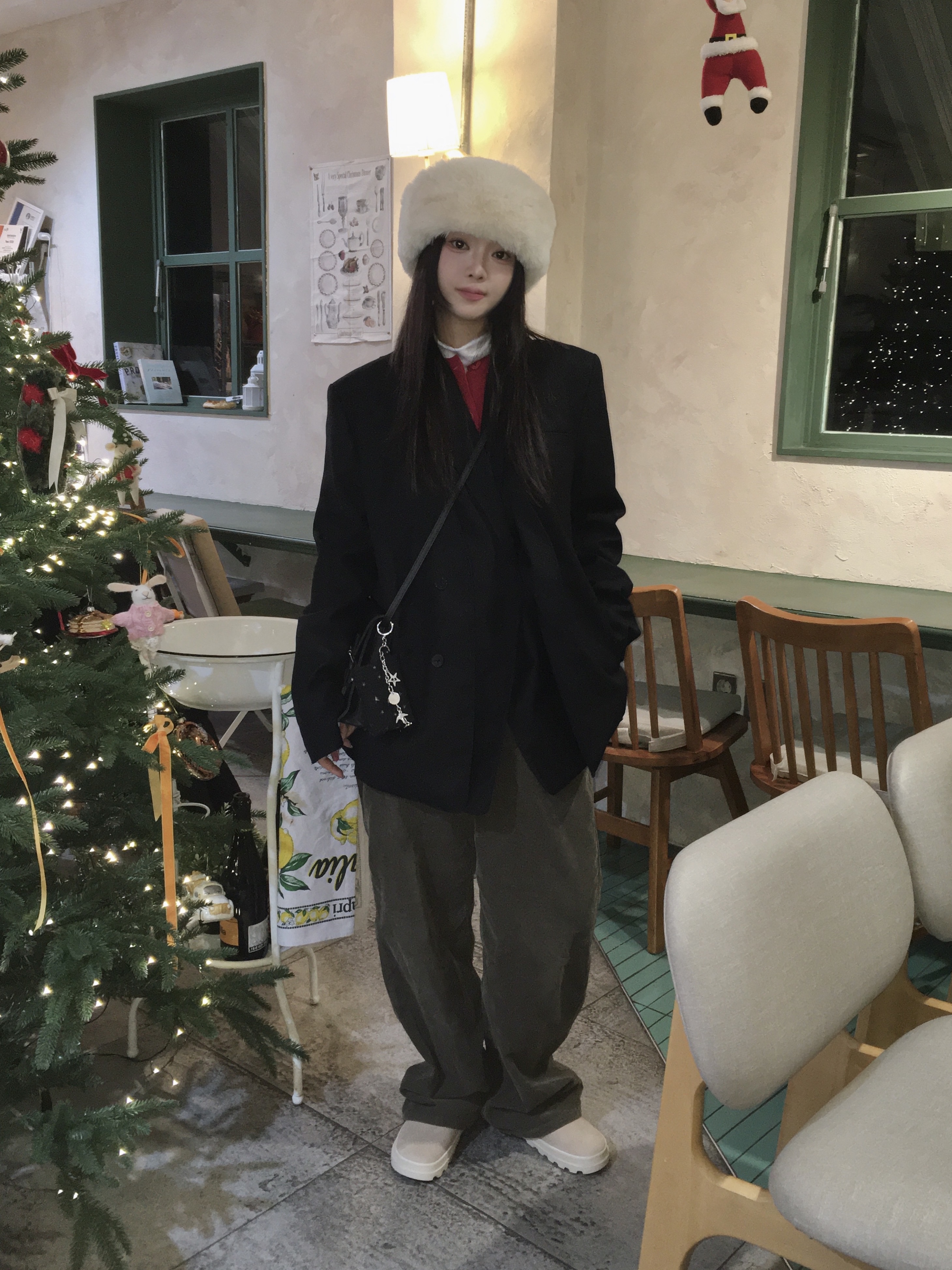 Zara x Ader Error Oversize Blazer Black 착용 스타일 - 1
