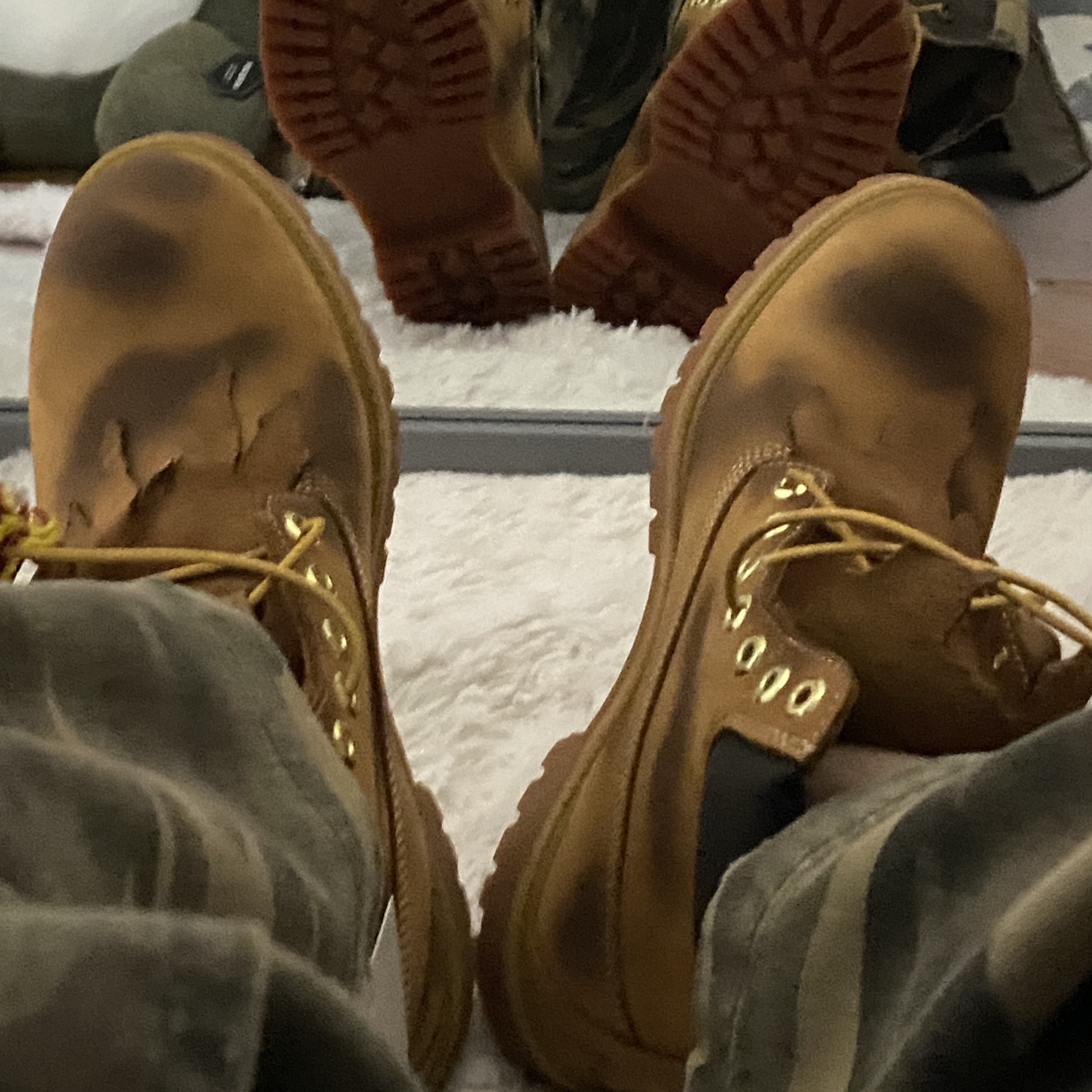 Timberland x Surgery 6 inch Boot Yellow - Wide, ETCE Double Knee Destroyed Pants Vintage Camo 착용 스타일 - 2