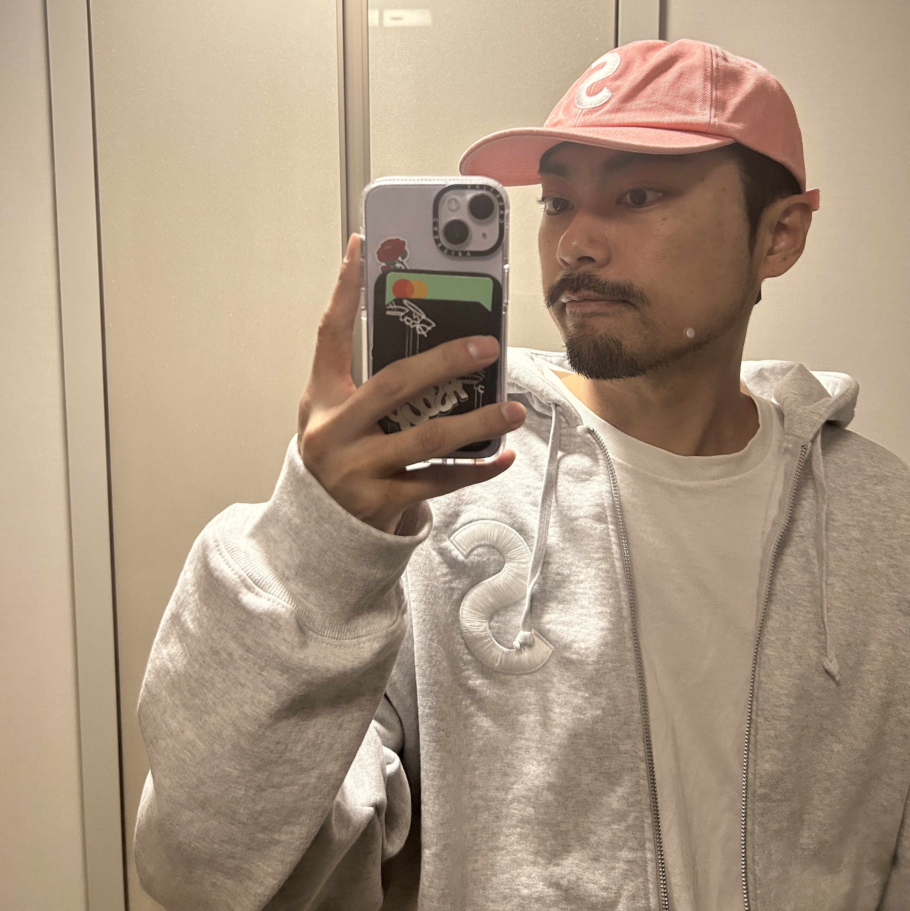 Supreme Pigment S Logo 6-Panel Bright Pink - 24FW, Supreme S Logo Zip Up Hooded Sweatshirt Ash Grey - 24FW 착용 스타일