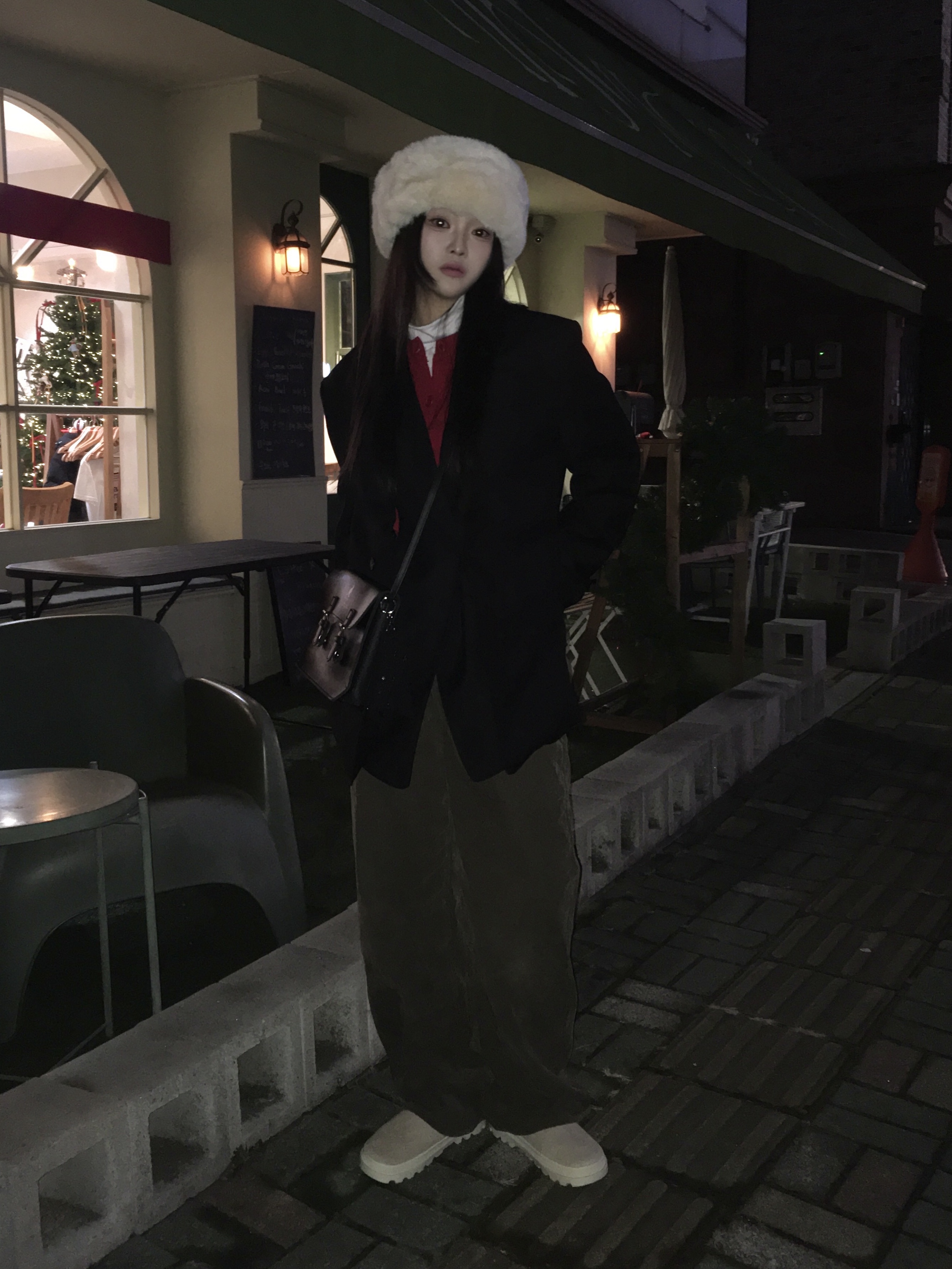 Zara x Ader Error Oversize Blazer Black 착용 스타일 - 5
