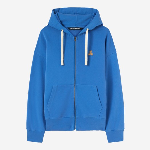 P6MMAB335 PALM ANGELS Bear In Mind Zipped Hoodie Blue