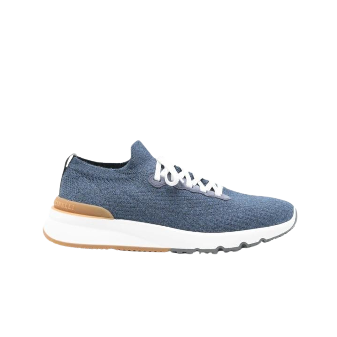 브루넬로 쿠치넬리 코튼 니트 세미 폴리쉬드 카프스킨 러너 블루(Brunello Cucinelli Cotton Knit Semi Polished Calfskin Runners Blue)