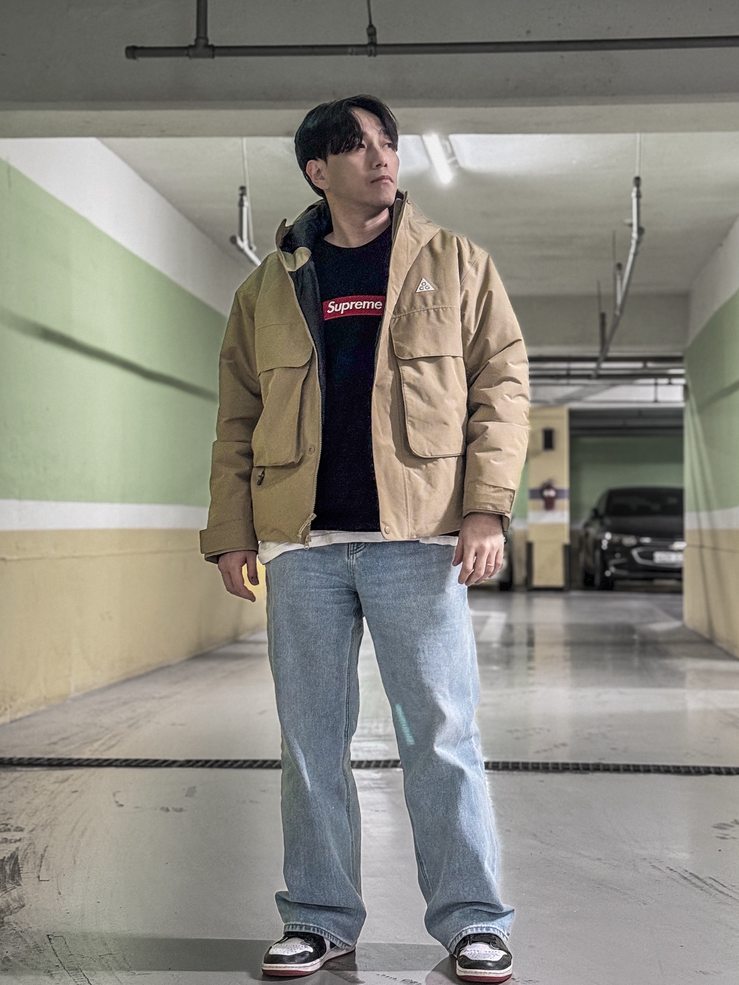 Nike ACG Primaloft Skull Peak Storm-Fit Jacket Khaki Anthracite - Asia, Supreme Box Logo Crewneck Black - 22FW 착용 스타일