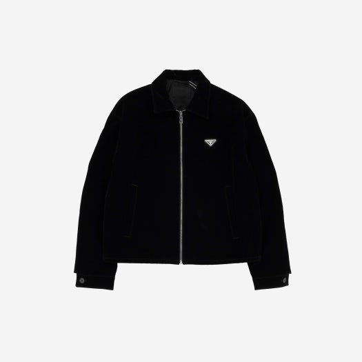 Prada Velvet Denim Blouson Jacket Black