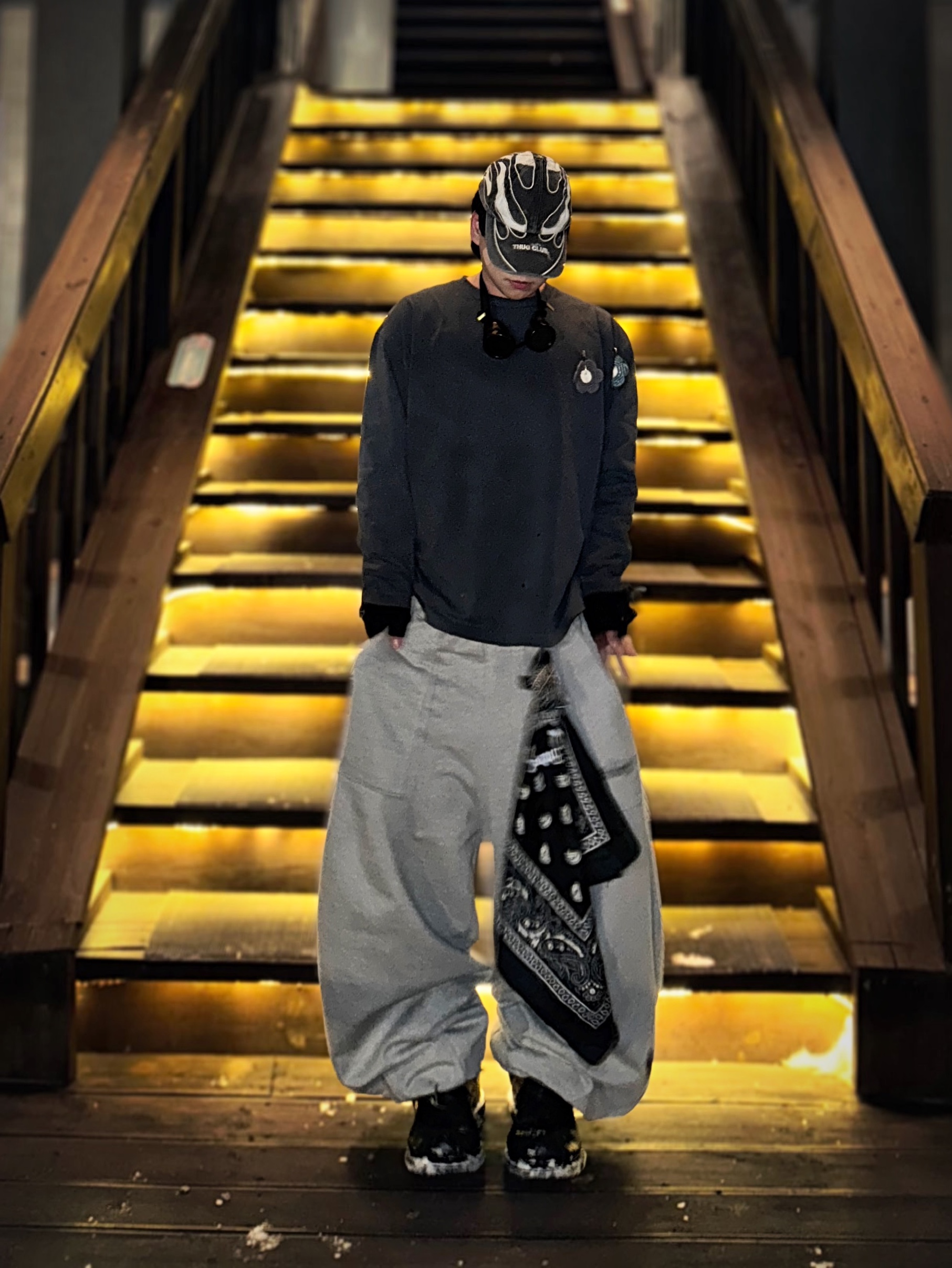 Thug Club Chopper Cap Black - 24FW 착용 스타일 - 1