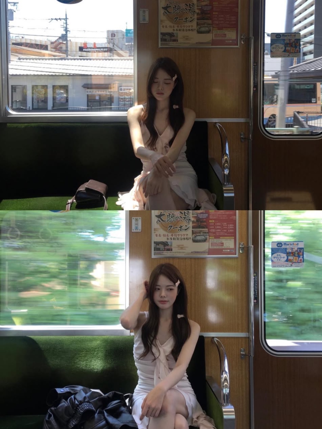 Newalrin Bell Shirring Unbalanced Chiffon Dress Black, Newalrin Bell Shirring Unbalanced Chiffon Dress Charcoal 착용 스타일