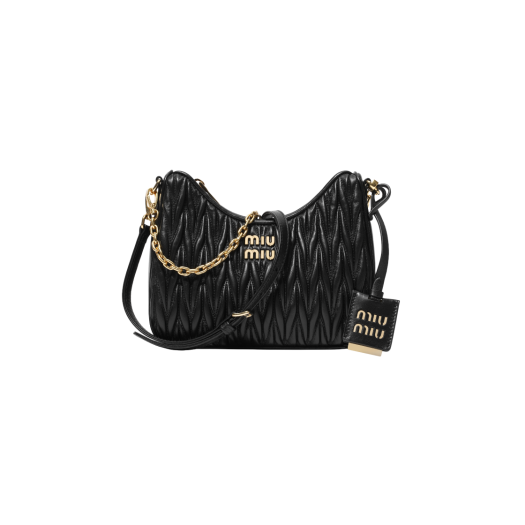 Miu Miu Matelasse Nappa Leather Shoulder Bag Black
