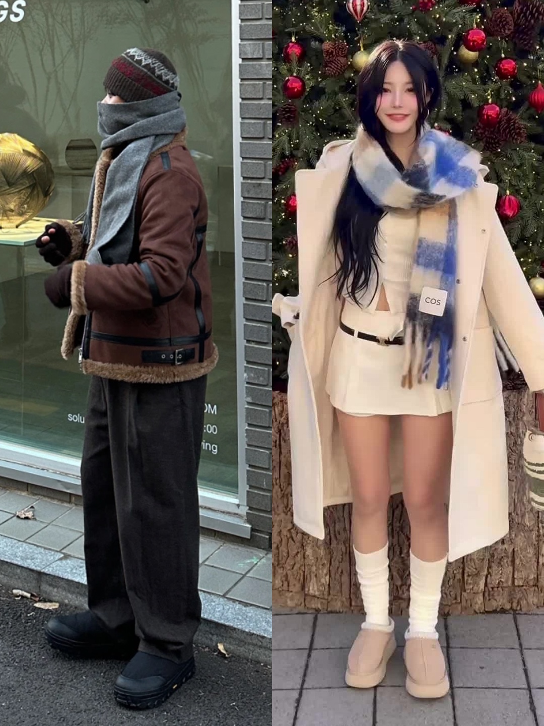 CDG Logo Check Muffler White Black, (W) Burberry Check Cashmere Muffler Archive Beige 착용 스타일 - 3