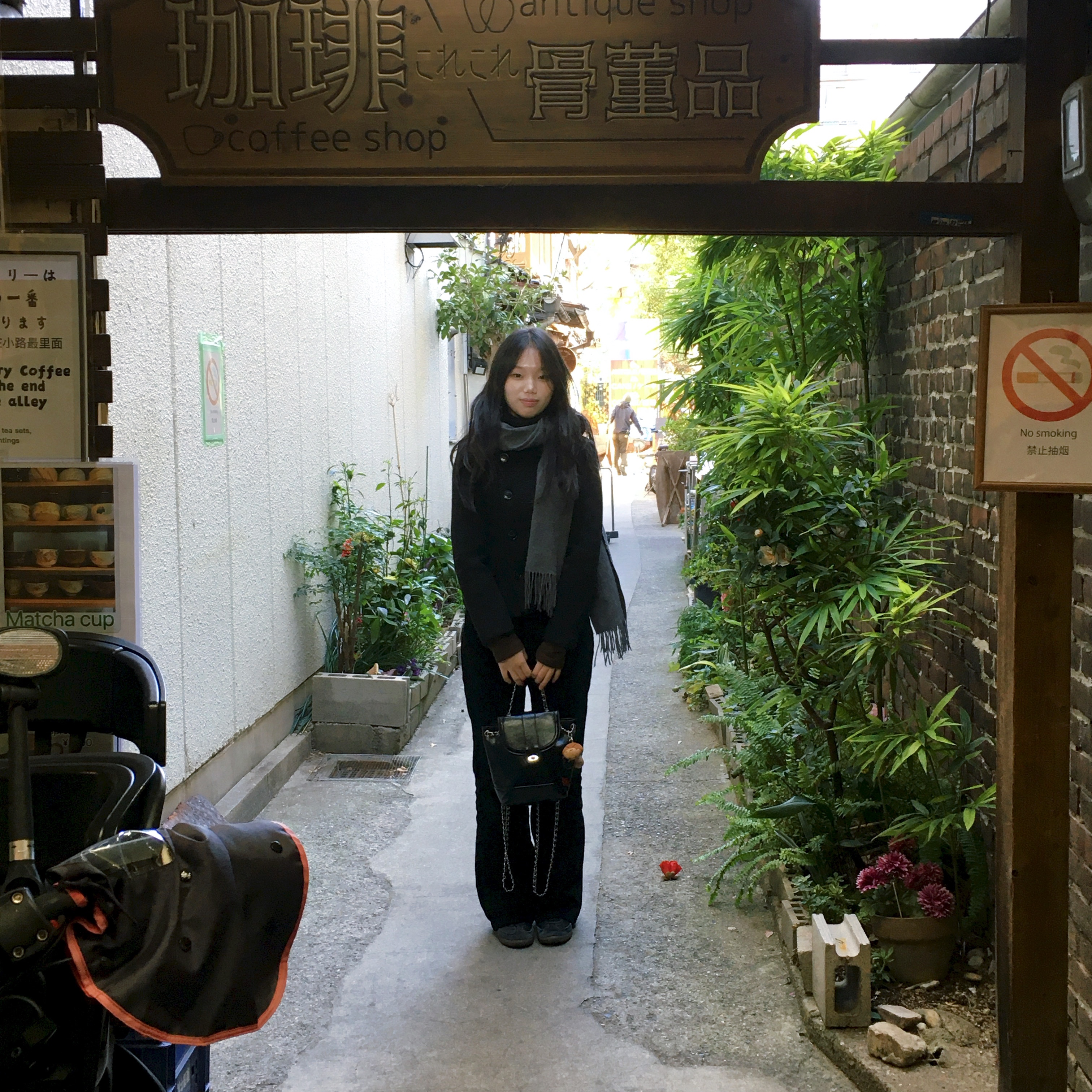 Acne Studios Narrow Wool Fringe Muffler Grey Melange 착용 스타일 - 1