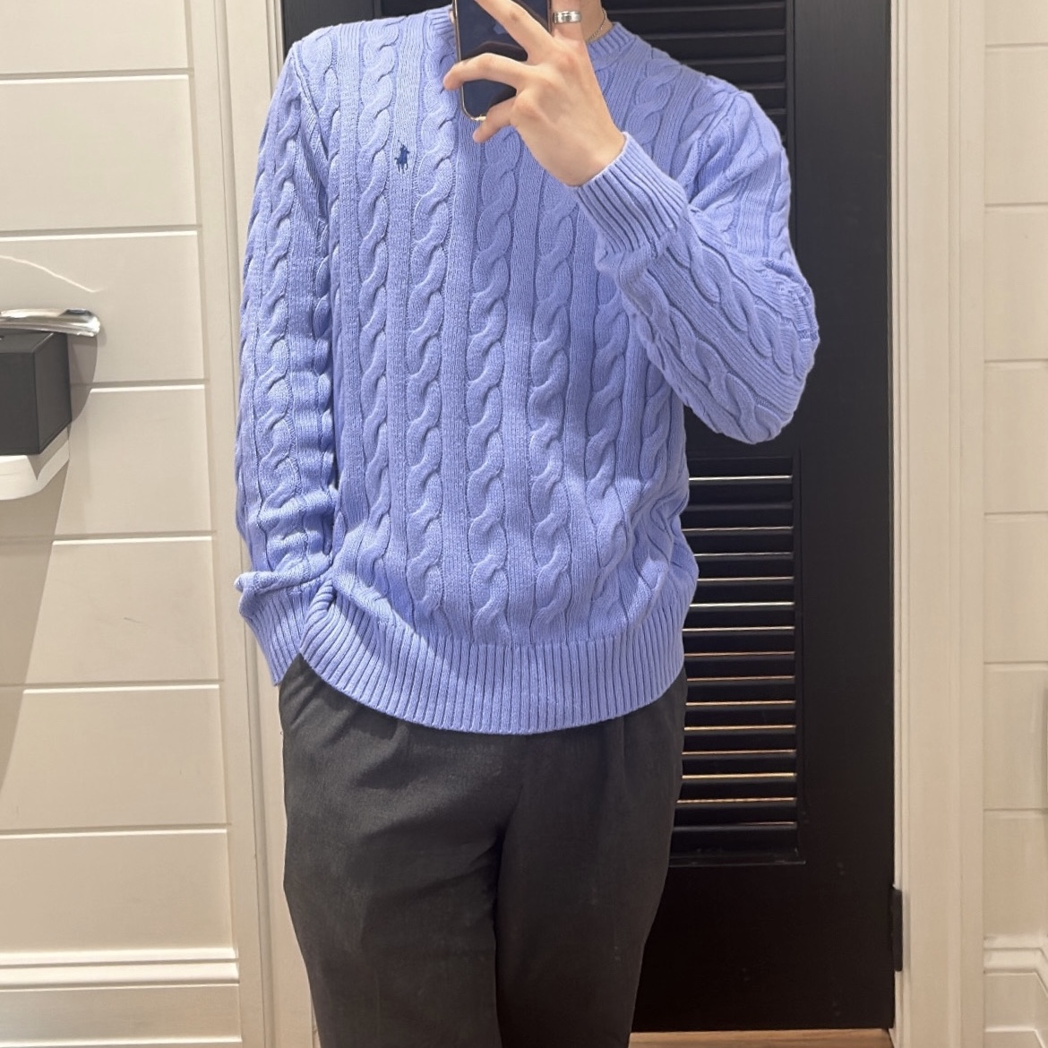 [30%적립] Polo Ralph Lauren Cable Knit Cotton Sweater Hunter Navy 착용 스타일 - 2