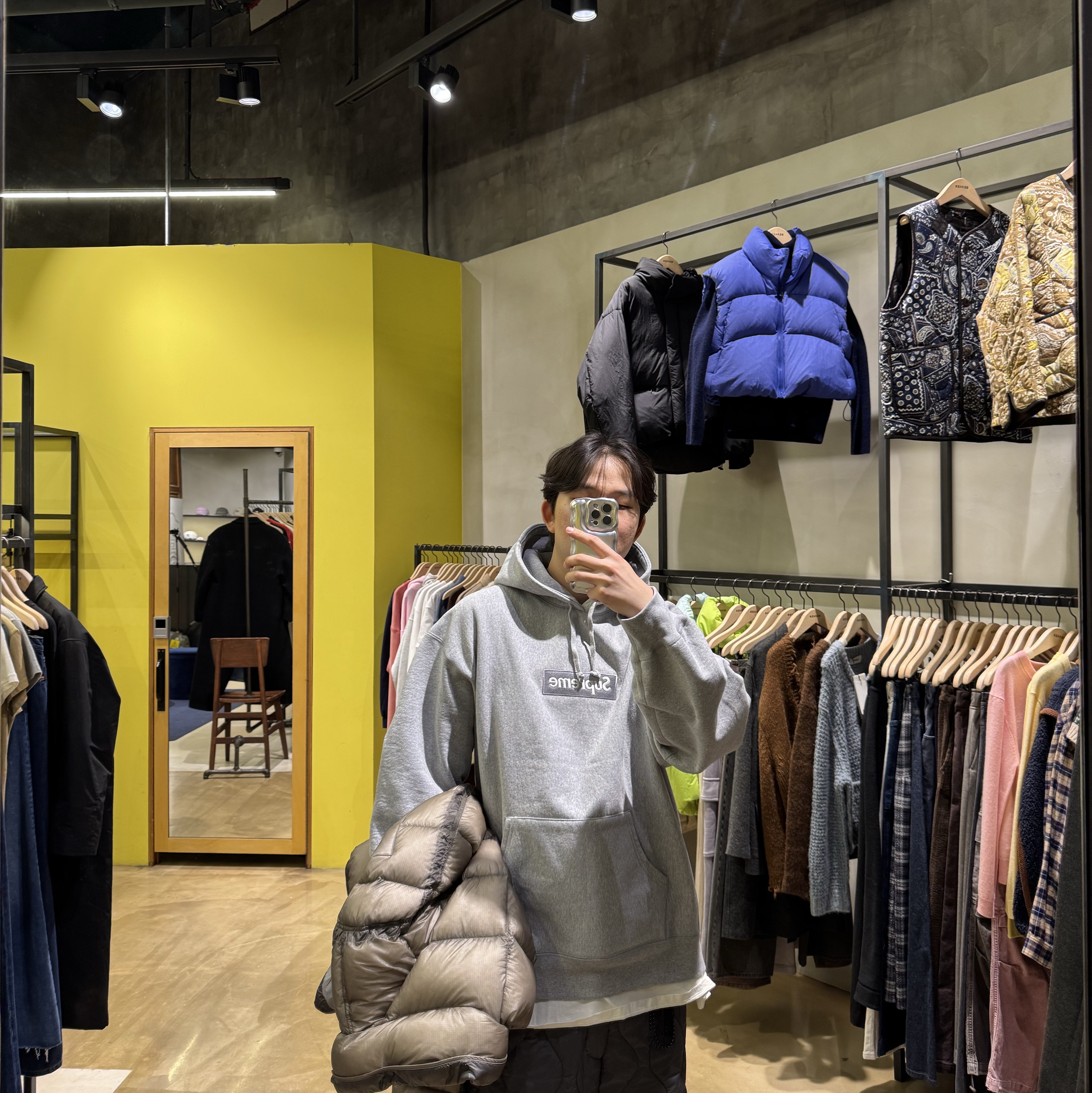 Supreme Box Logo Hooded Sweatshirt Heather Grey - 24FW 착용 스타일