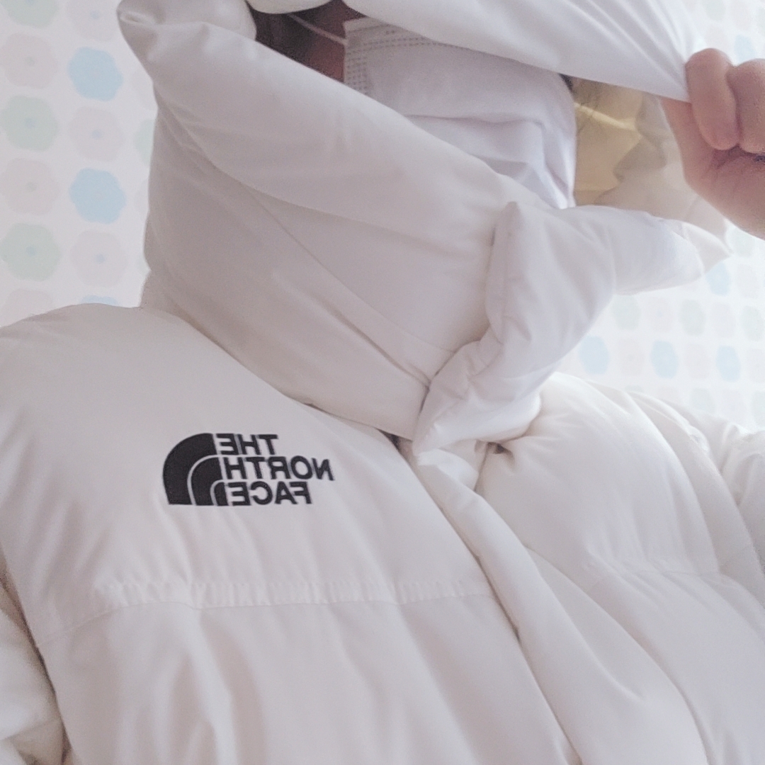 (W) The North Face Novelty Nuptse Detachable Down Jacket Cream 착용 스타일