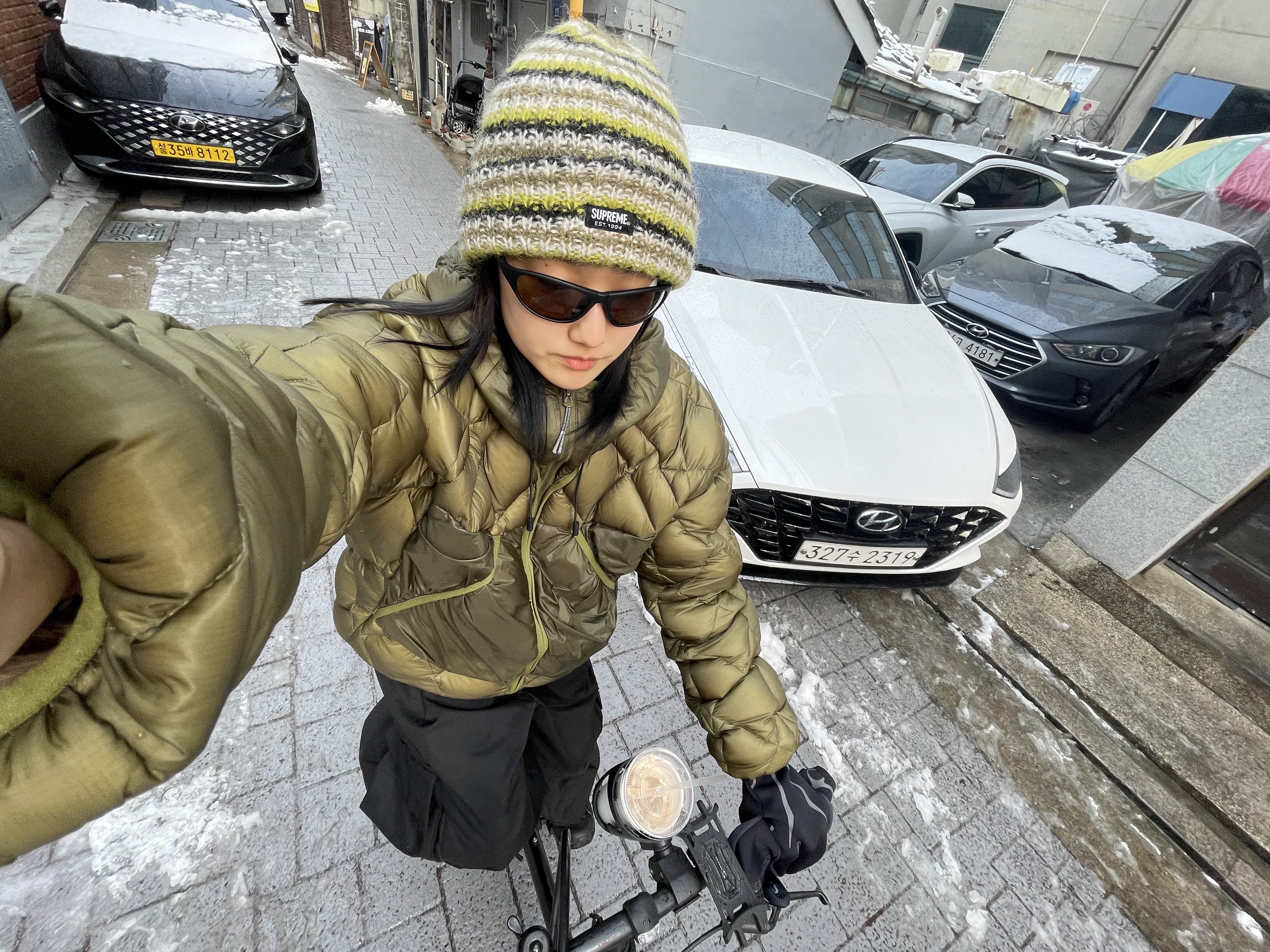 Roa Light Down Jacket Olive Branch 착용 스타일